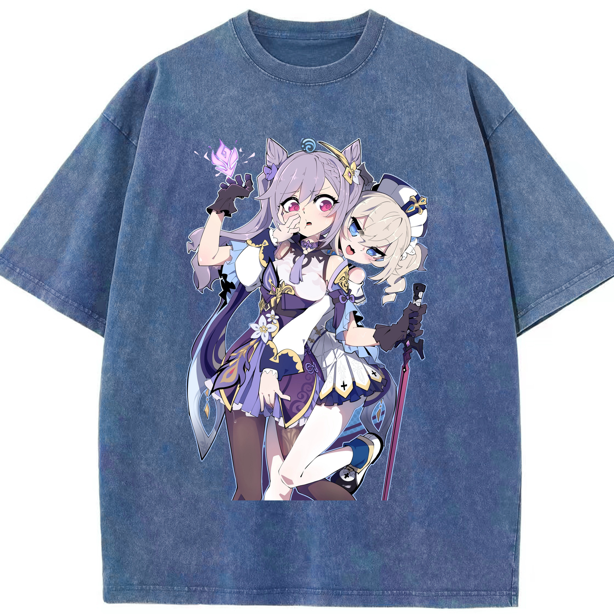 げんし神 刻晴 こくせい genshin Kokusei 綿100% ヴィンテージ風 半袖Tシャツ（フロントプリント）