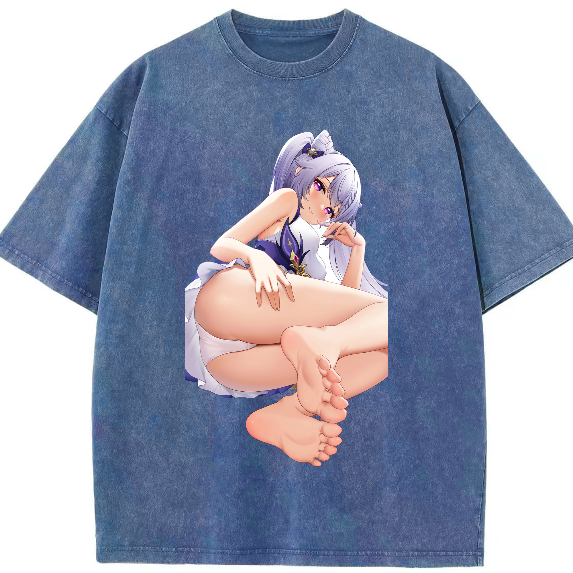 げんし神 刻晴 こくせい genshin Kokusei 綿100% ヴィンテージ風 半袖Tシャツ（フロントプリント）