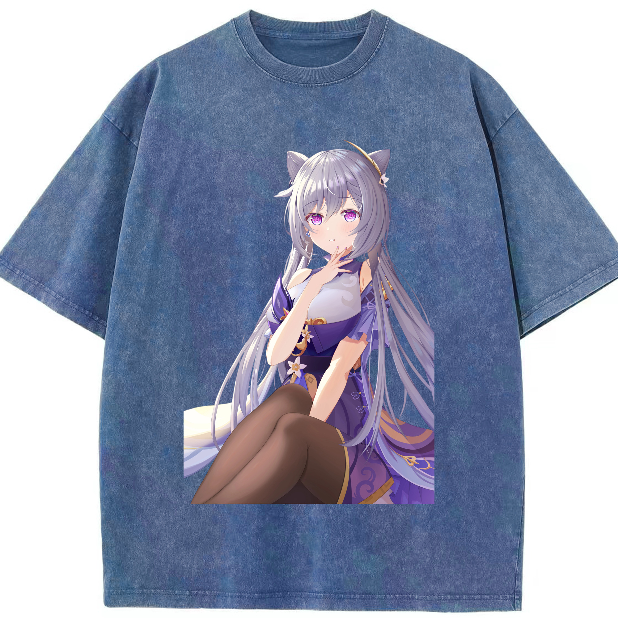 げんし神 刻晴 こくせい genshin Kokusei 綿100% ヴィンテージ風 半袖Tシャツ（フロントプリント）