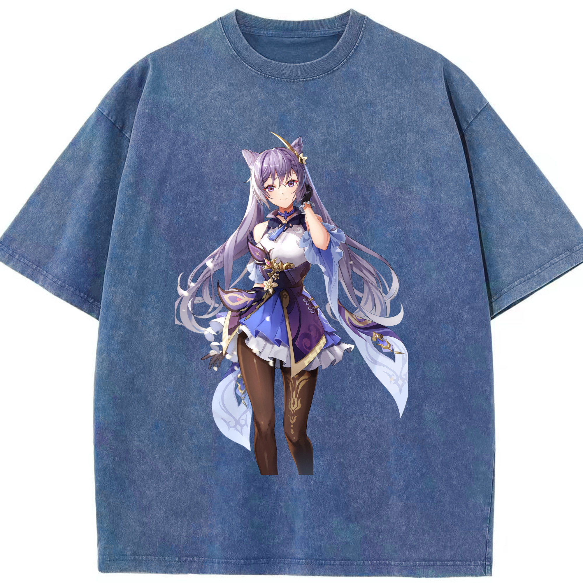 げんし神 刻晴 こくせい genshin Kokusei 綿100% ヴィンテージ風 半袖Tシャツ（フロントプリント）