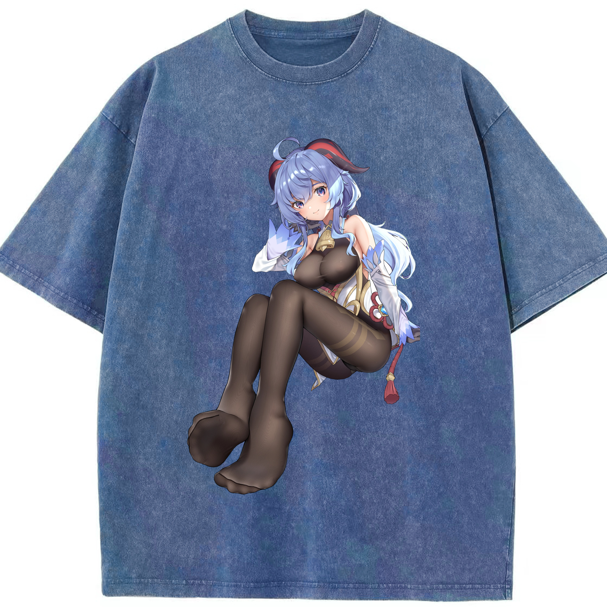 げんし神 甘雨 かんう genshin Ganyu 綿100% ヴィンテージ風 半袖Tシャツ（フロントプリント）