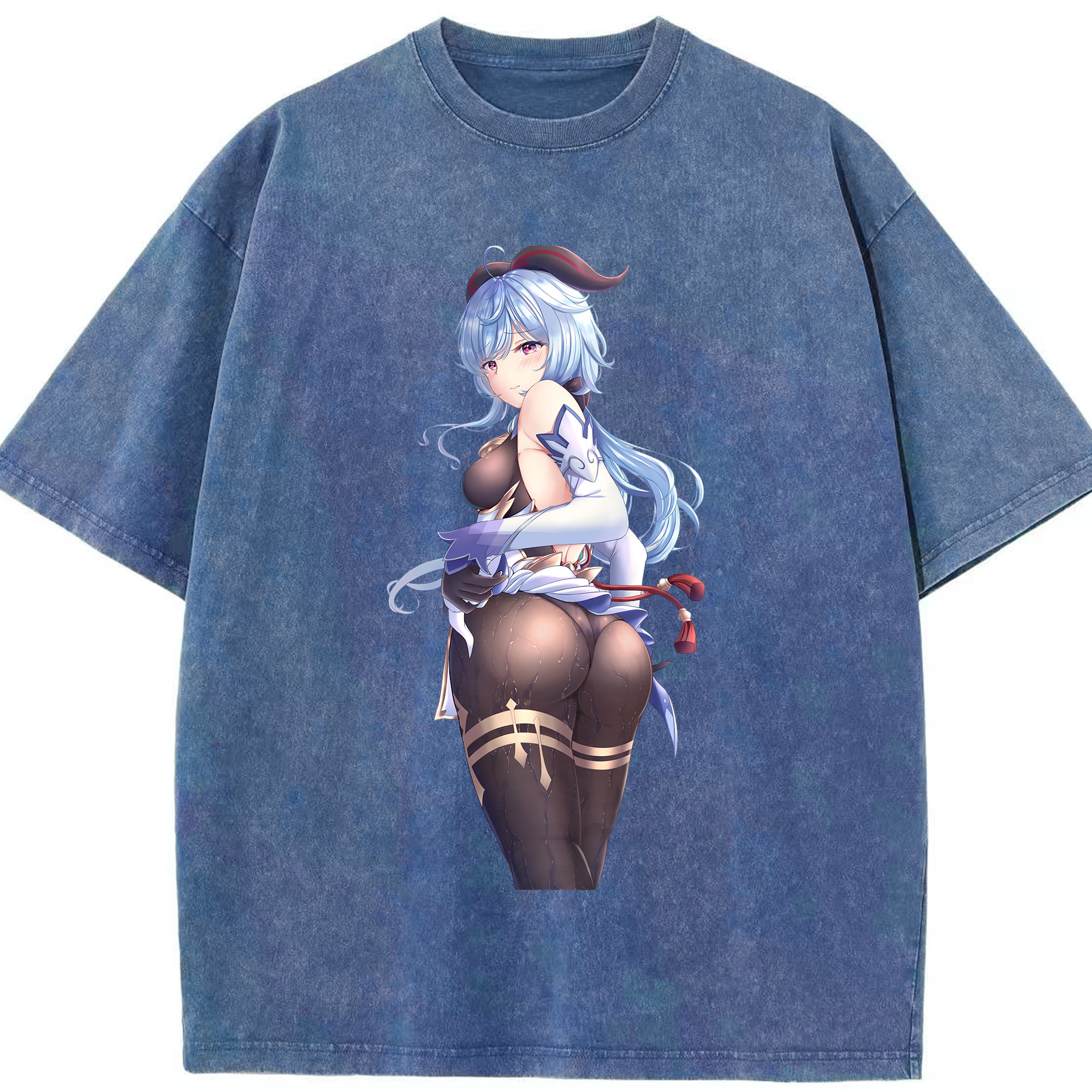 げんし神 甘雨 かんう genshin Ganyu 綿100% ヴィンテージ風 半袖Tシャツ（フロントプリント）