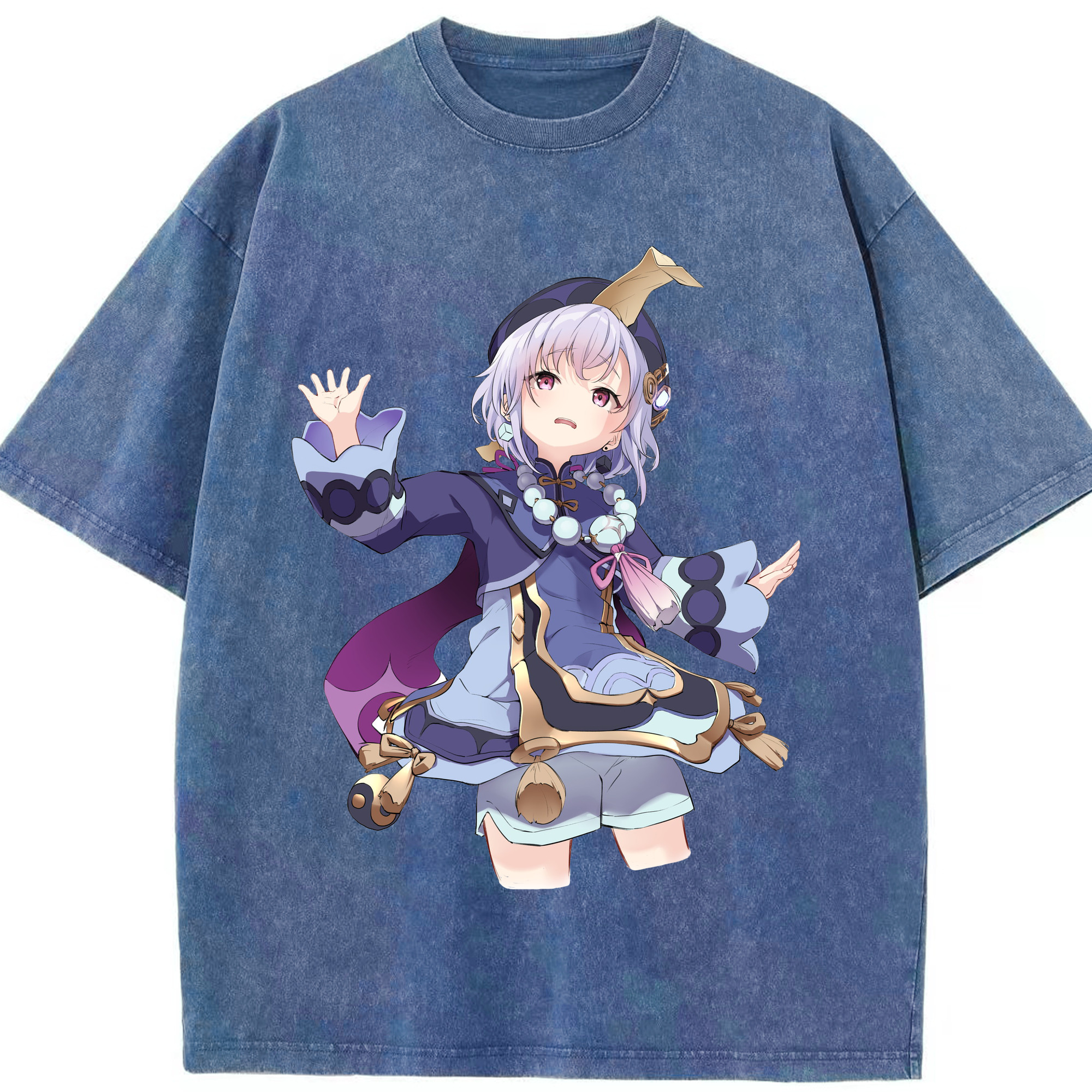 げんし神 七七 なな  genshin Nana 綿100% ヴィンテージ風 半袖Tシャツ（フロントプリント）