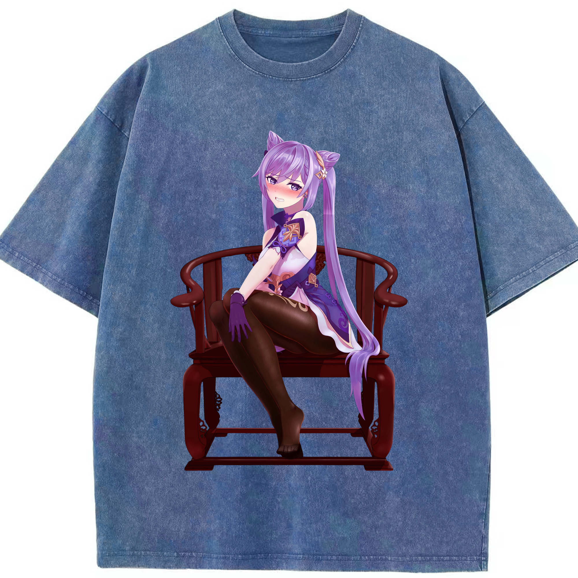 げんし神 刻晴 こくせい genshin Kokusei 綿100% ヴィンテージ風 半袖Tシャツ（フロントプリント）