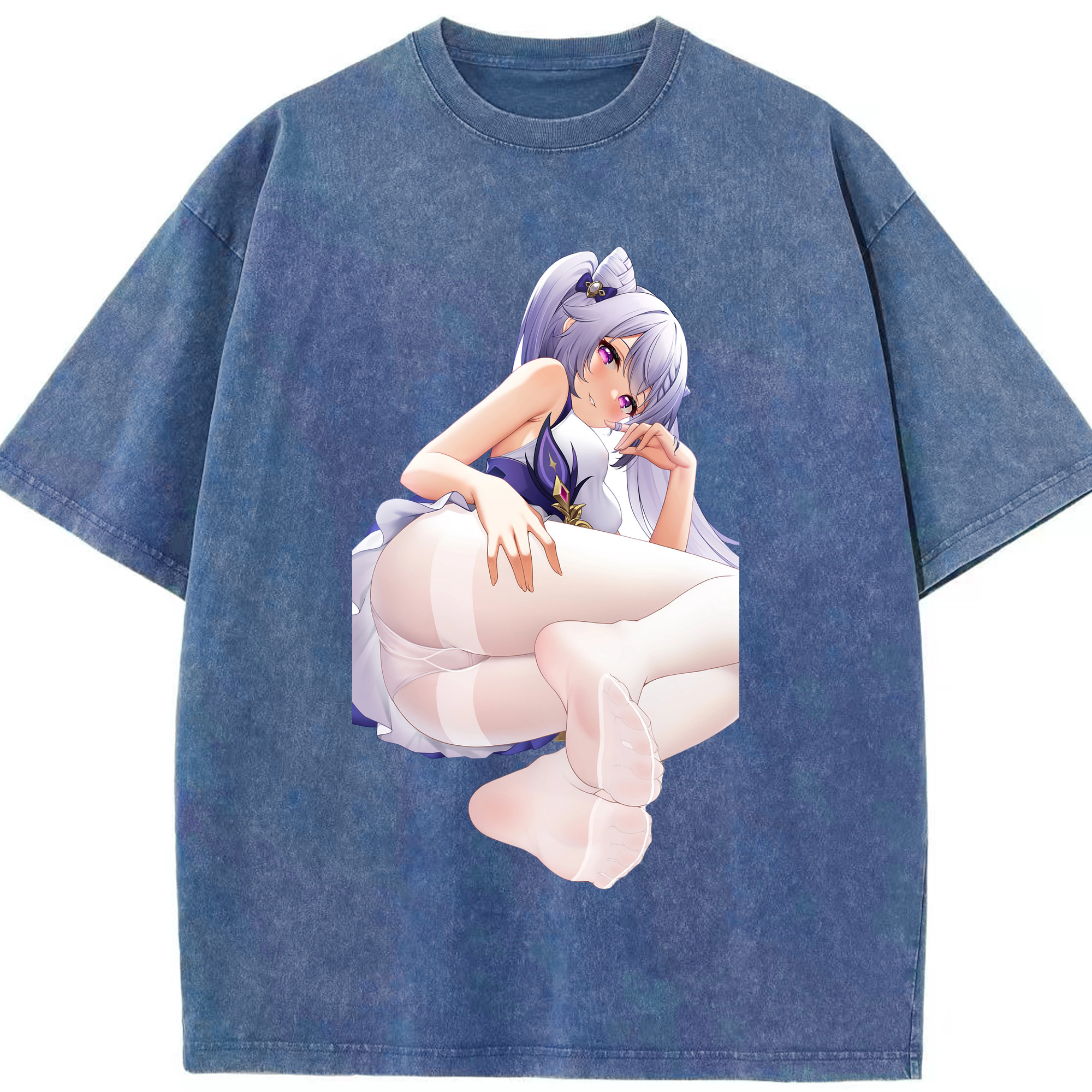 げんし神 刻晴 こくせい genshin Kokusei 綿100% ヴィンテージ風 半袖Tシャツ（フロントプリント）