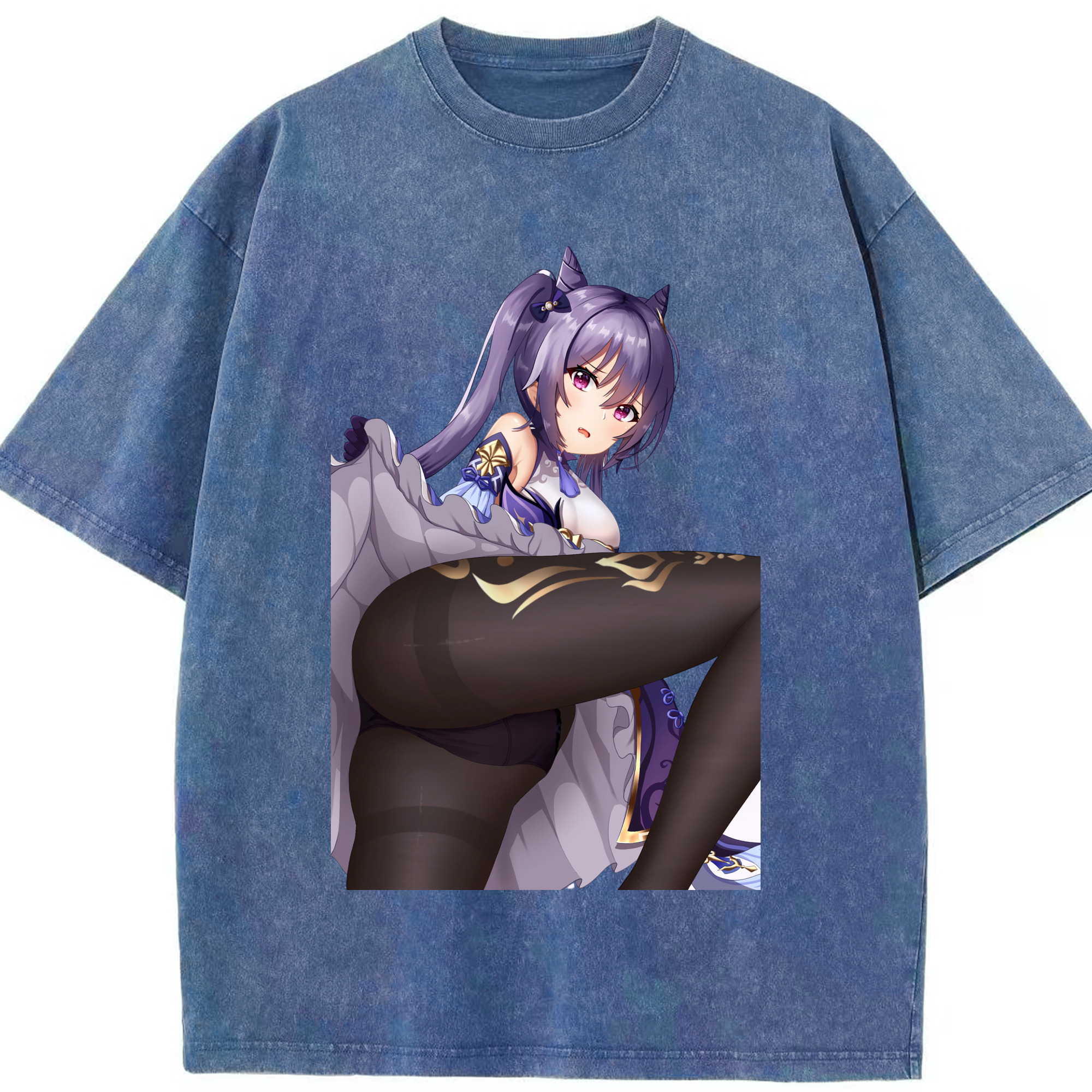 げんし神 刻晴 こくせい genshin Kokusei 綿100% ヴィンテージ風 半袖Tシャツ（フロントプリント）