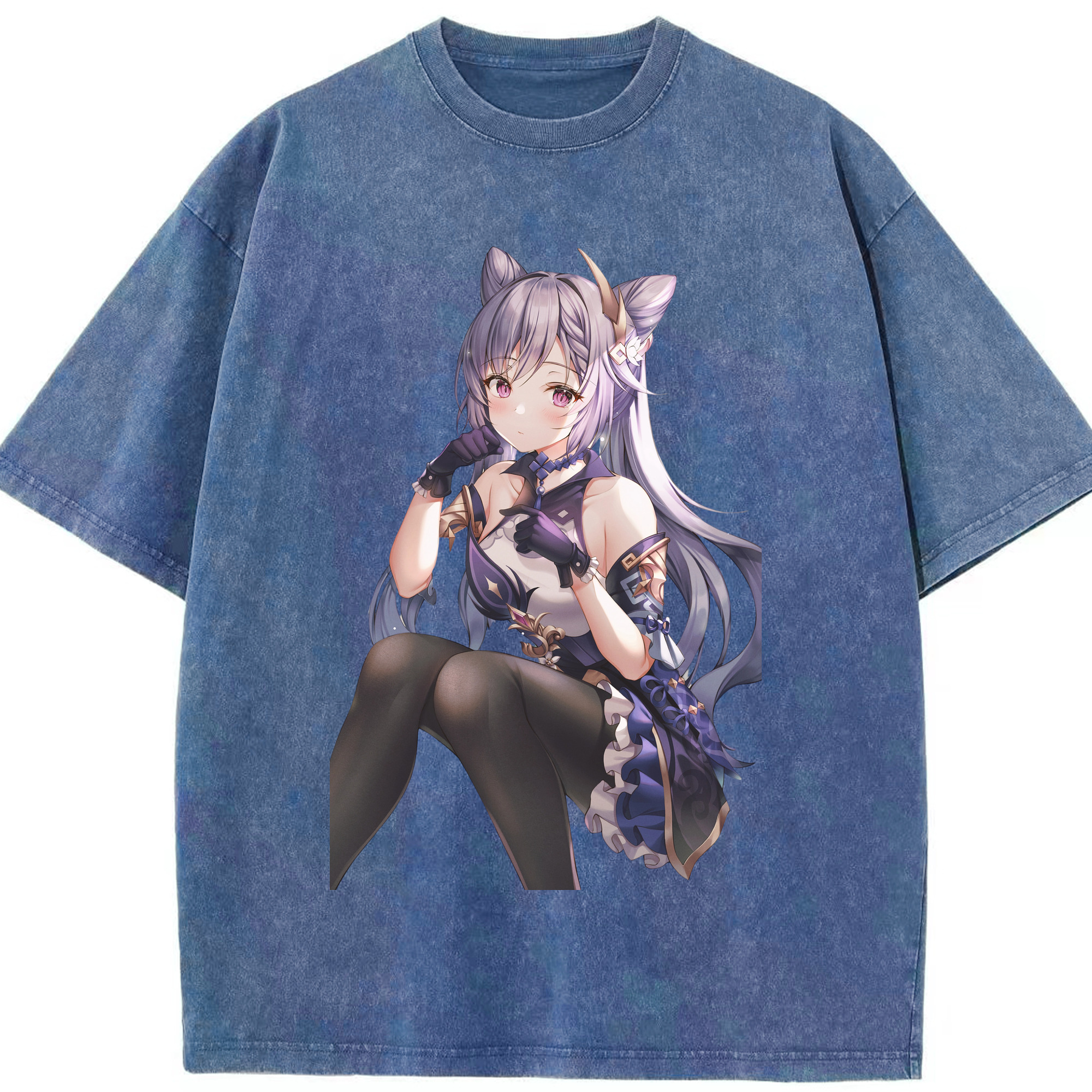 げんし神 刻晴 こくせい genshin Kokusei 綿100% ヴィンテージ風 半袖Tシャツ（フロントプリント）