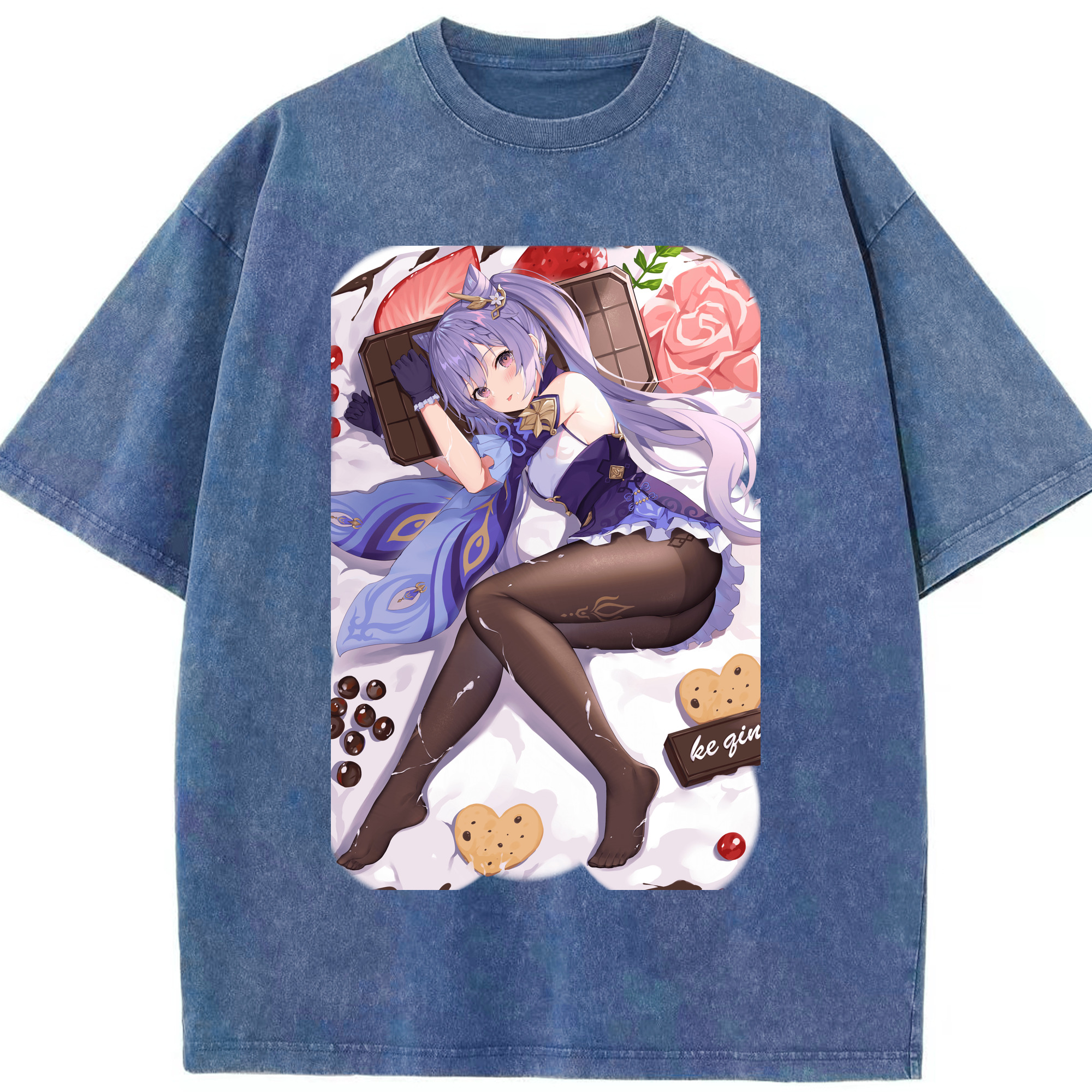 げんし神 刻晴 こくせい genshin Kokusei 綿100% ヴィンテージ風 半袖Tシャツ（フロントプリント）