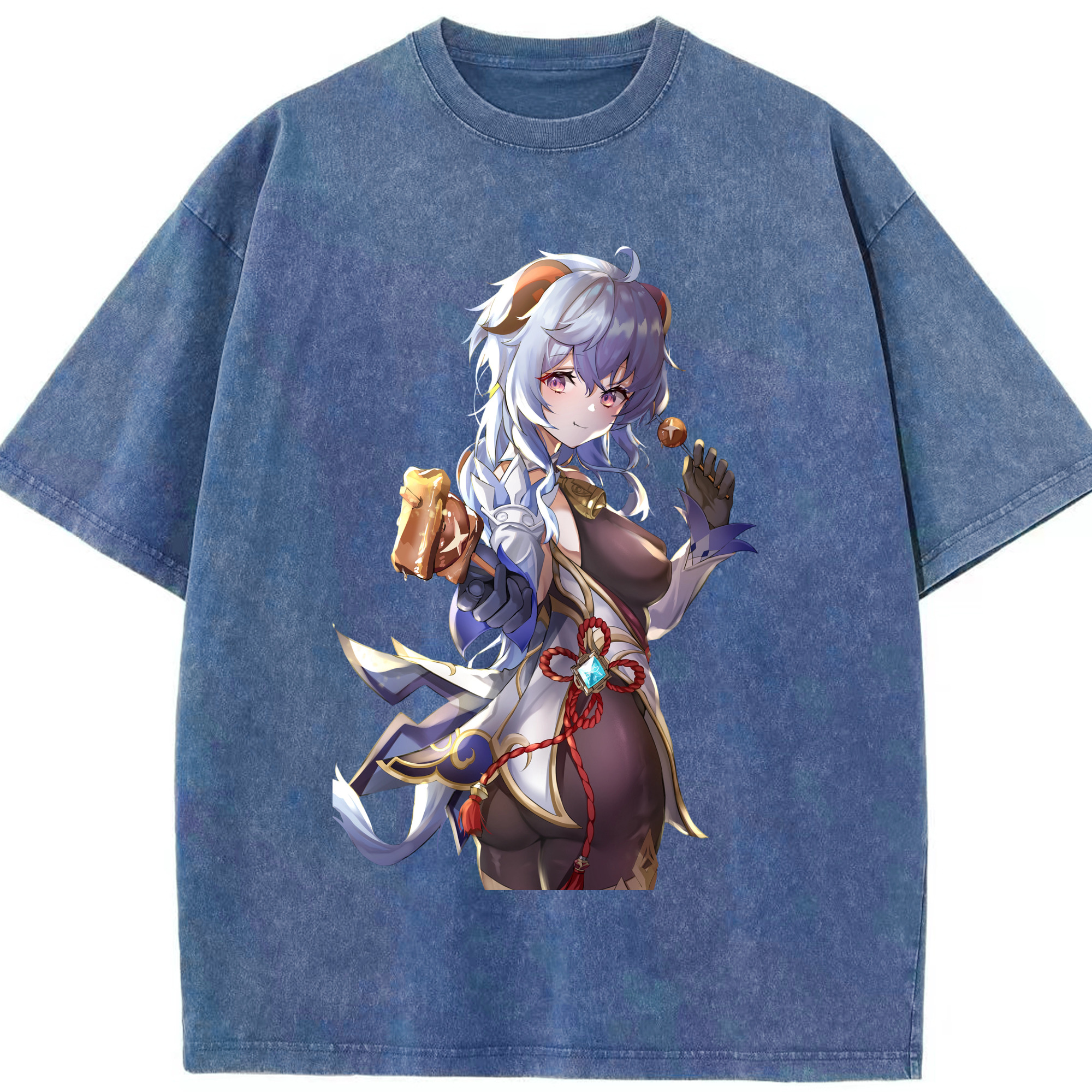 げんし神 甘雨 かんう genshin Ganyu 綿100% ヴィンテージ風 半袖Tシャツ（フロントプリント）