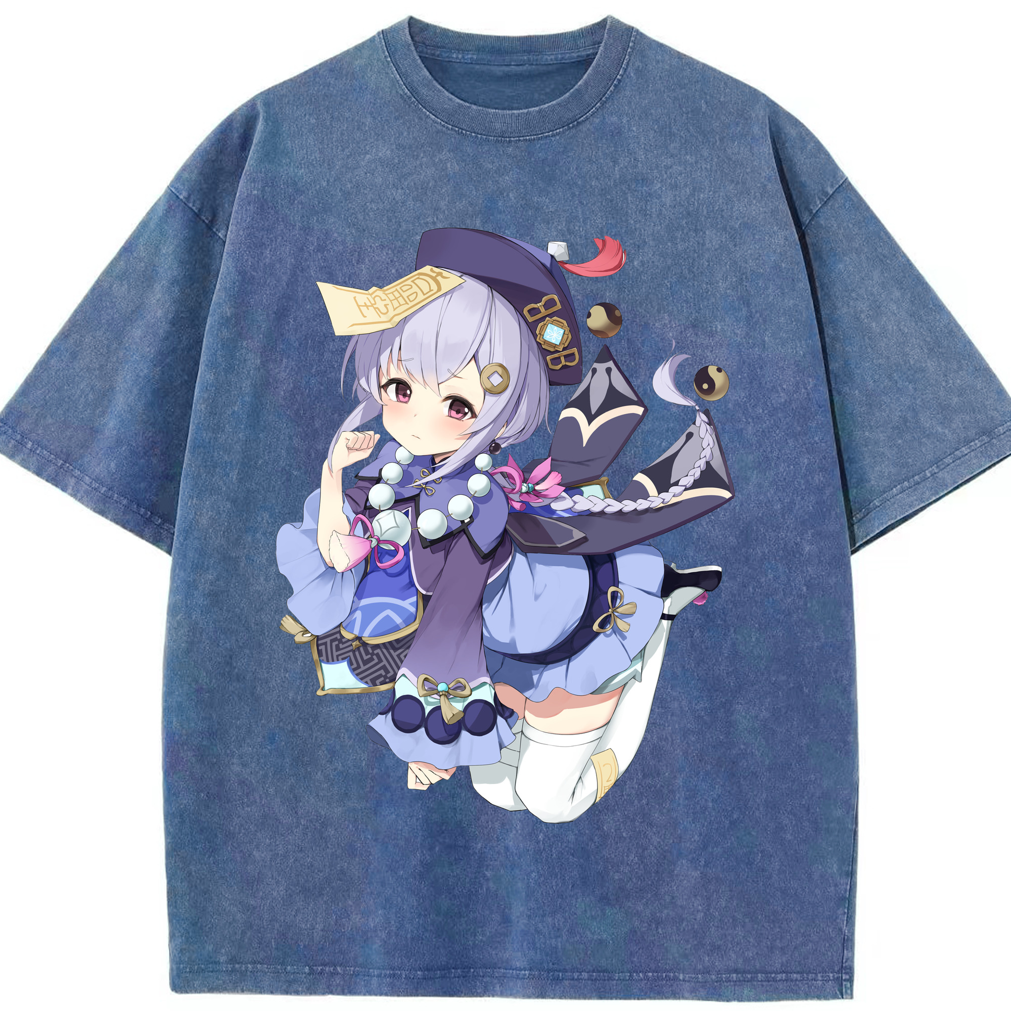 げんし神 七七 なな  genshin Nana 綿100% ヴィンテージ風 半袖Tシャツ（フロントプリント）
