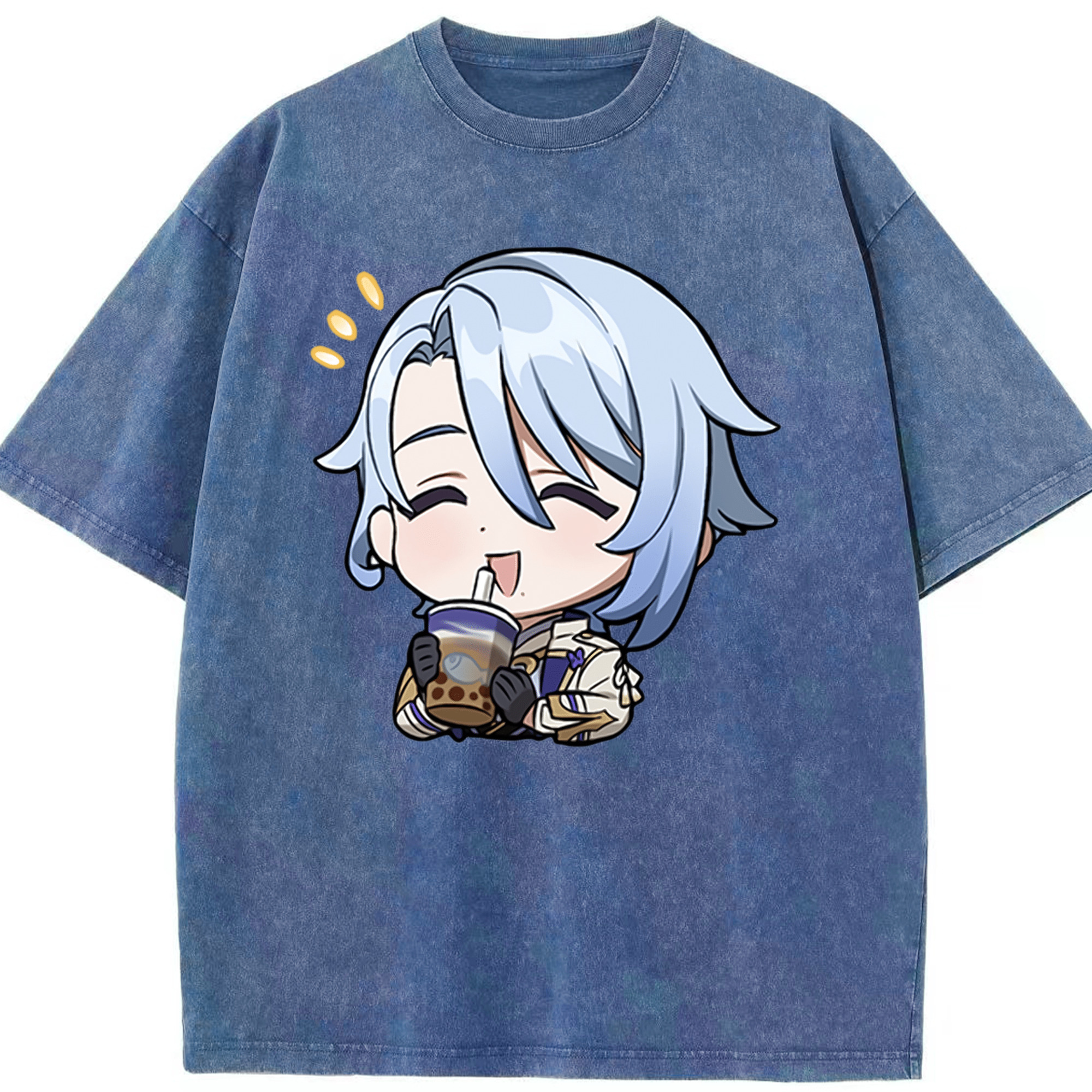 げんし神 神里綾人 かみさとあやと genshin Kamisato Ayato 綿100% ヴィンテージ風 半袖Tシャツ（フロントプリント）