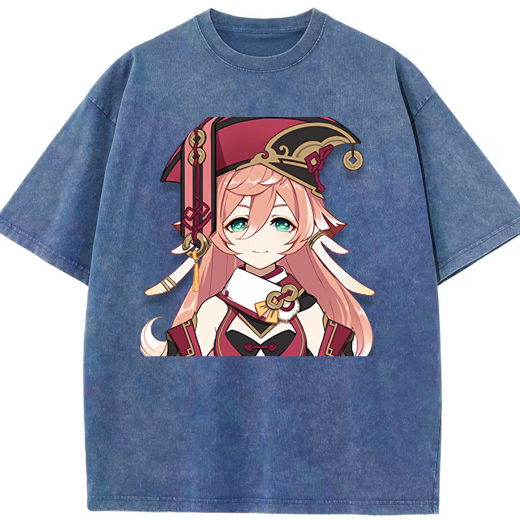 げんし神 ヤンフェイ genshin Yanfei 綿100% ヴィンテージ風 半袖Tシャツ（フロントプリント）