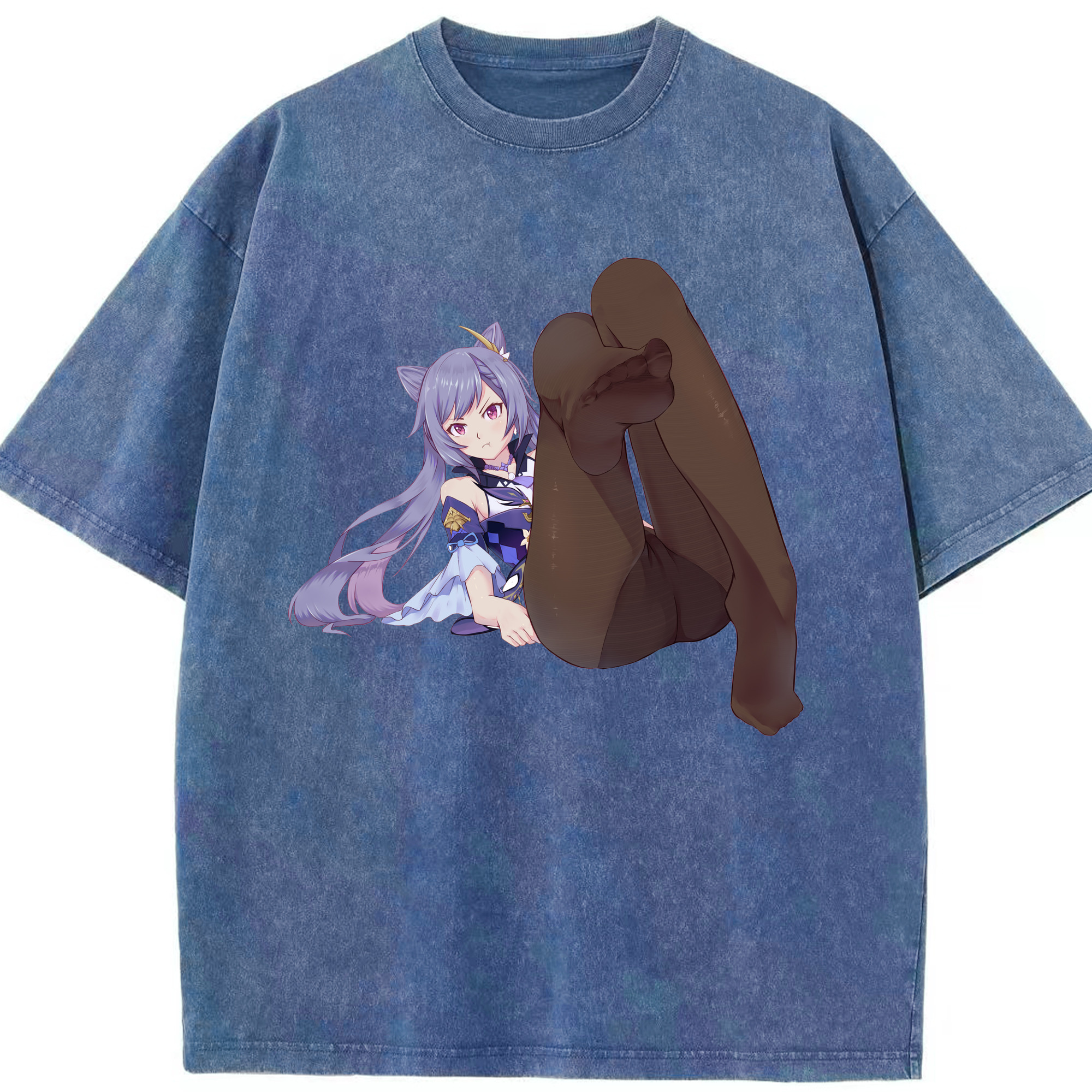 げんし神 刻晴 こくせい genshin Kokusei 綿100% ヴィンテージ風 半袖Tシャツ（フロントプリント）