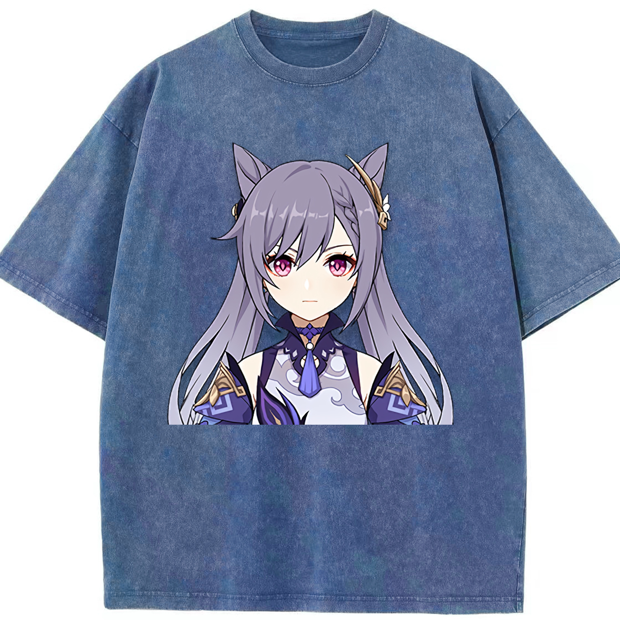 げんし神 刻晴 こくせい genshin Kokusei 綿100% ヴィンテージ風 半袖Tシャツ（フロントプリント）