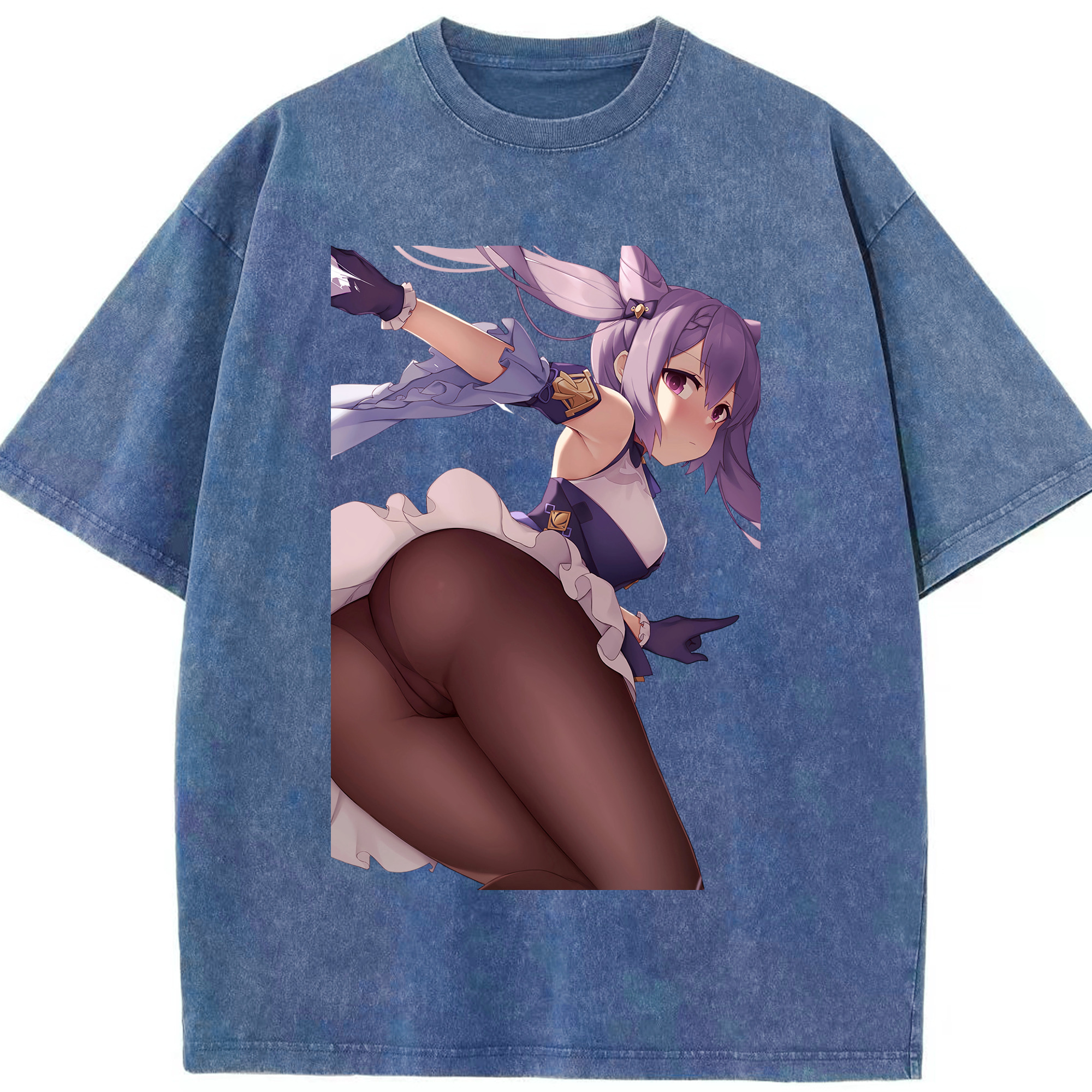 げんし神 刻晴 こくせい genshin Kokusei 綿100% ヴィンテージ風 半袖Tシャツ（フロントプリント）