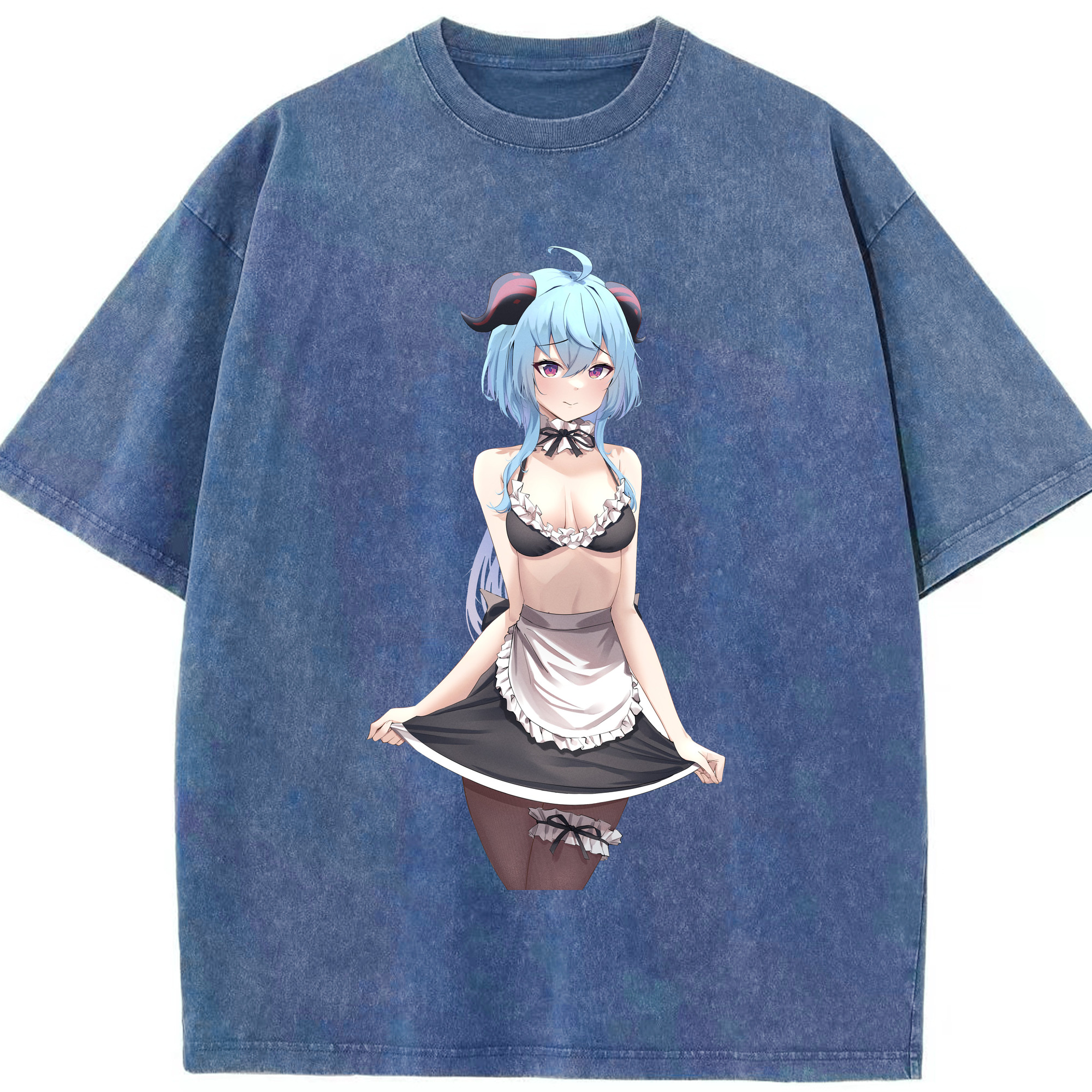 げんし神 甘雨 かんう genshin Ganyu 綿100% ヴィンテージ風 半袖Tシャツ（フロントプリント）