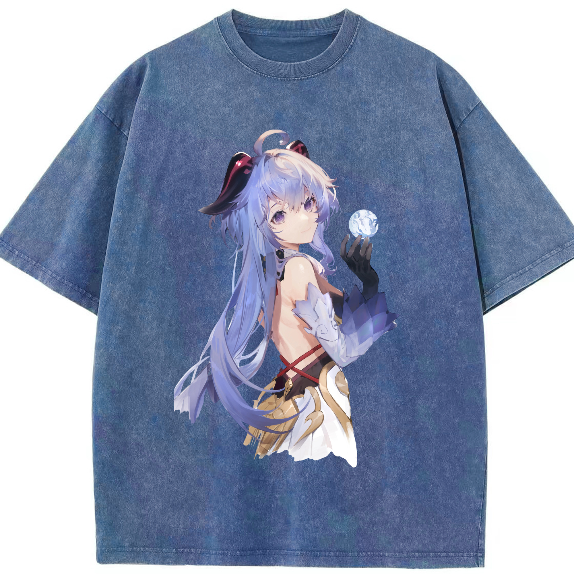 げんし神 甘雨 かんう genshin Ganyu 綿100% ヴィンテージ風 半袖Tシャツ（フロントプリント）