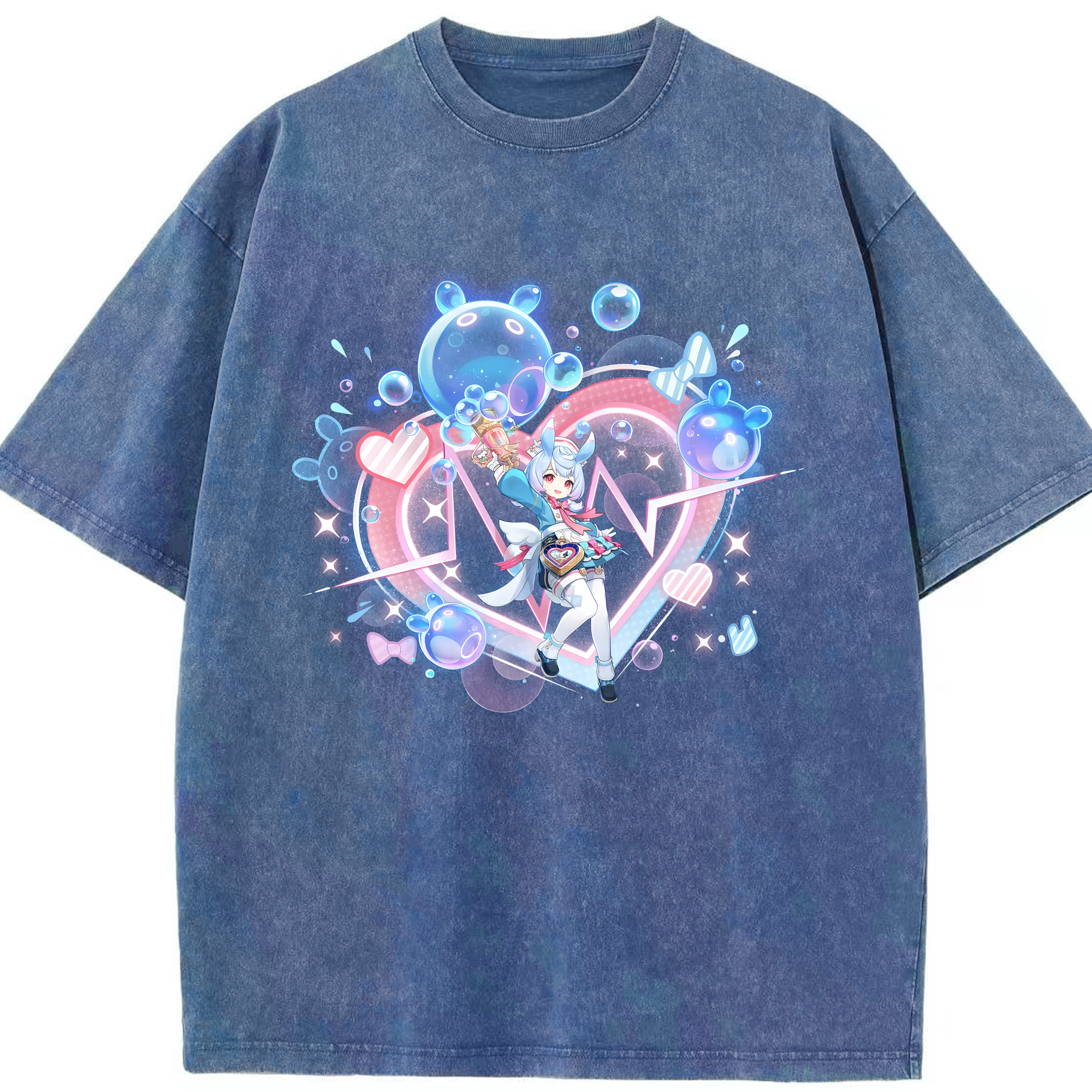 げんし神 シゲウィン genshin Shigewin 綿100% ヴィンテージ風 半袖Tシャツ（フロントプリント）