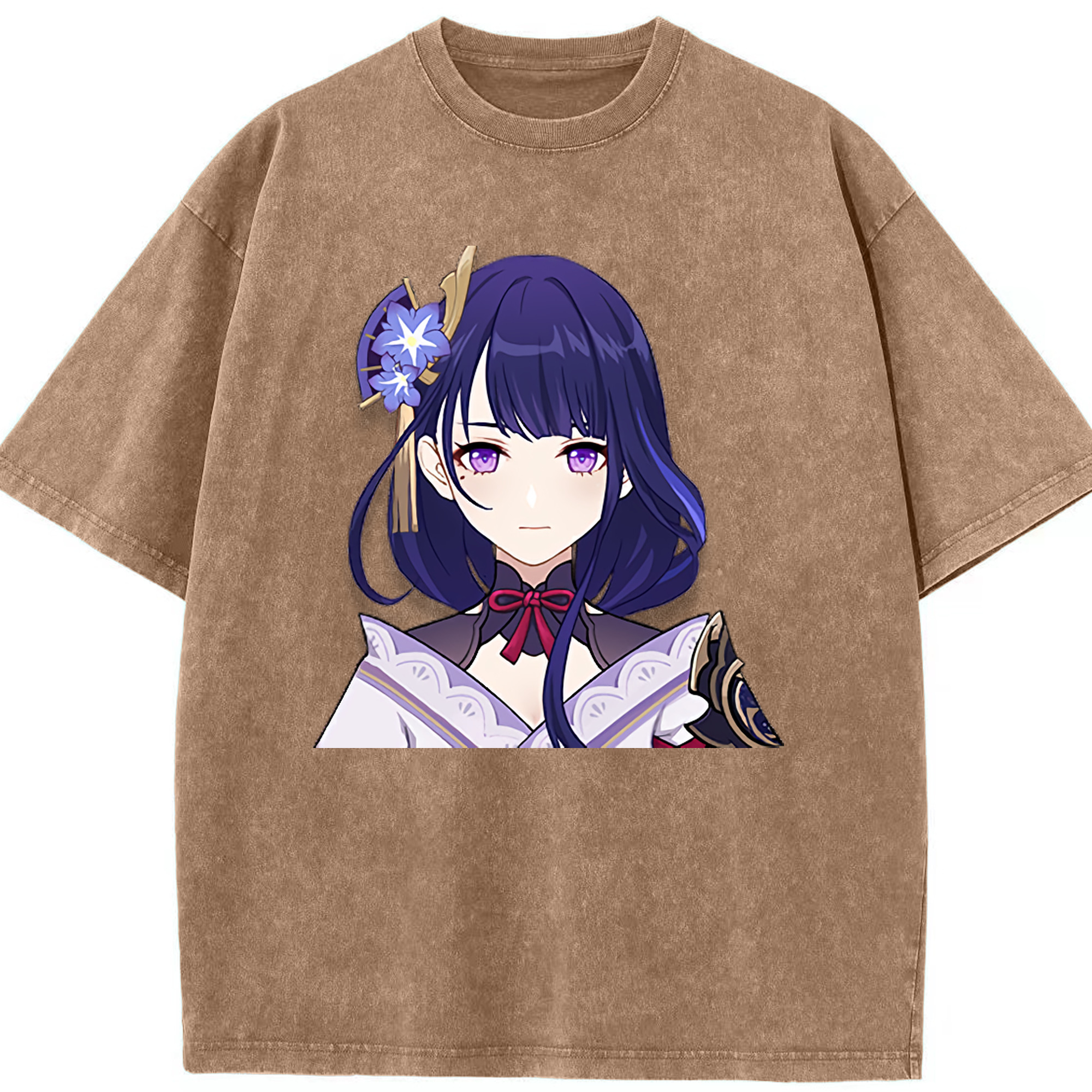 げんし神 雷電将軍 らいでんしょうぐん genshin Raiden Shogun 綿100% ヴィンテージ風 半袖Tシャツ（フロントプリント）