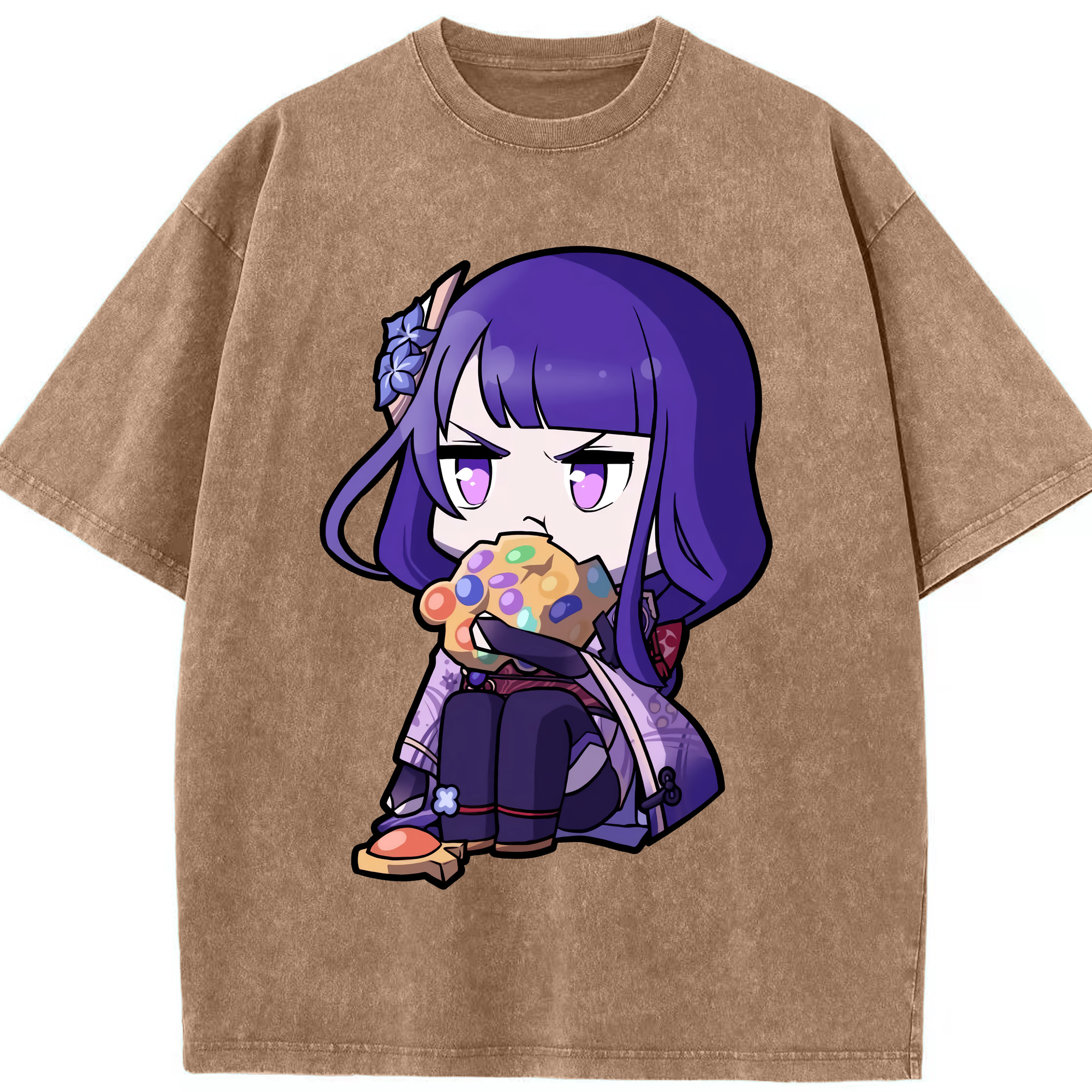 げんし神 雷電将軍 らいでんしょうぐん genshin Raiden Shogun 綿100% ヴィンテージ風 半袖Tシャツ（フロントプリント）
