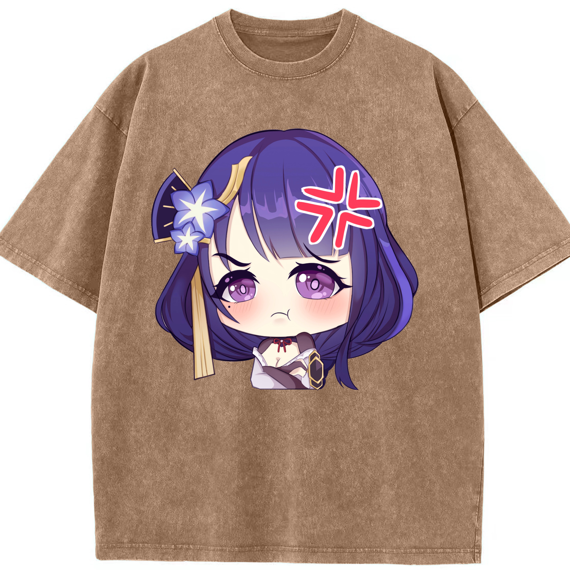 げんし神 雷電将軍 らいでんしょうぐん genshin Raiden Shogun 綿100% ヴィンテージ風 半袖Tシャツ（フロントプリント）