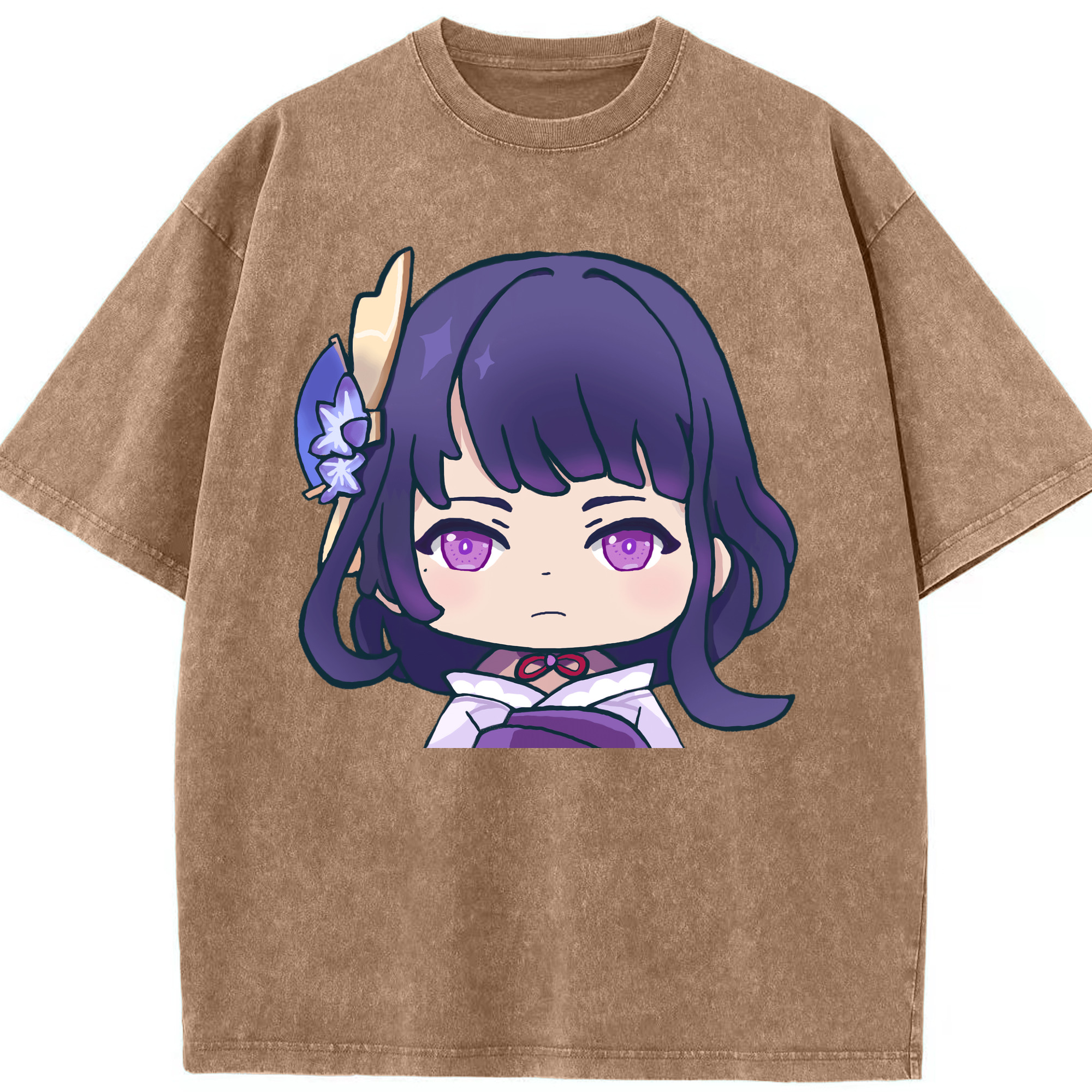 げんし神 雷電将軍 らいでんしょうぐん genshin Raiden Shogun 綿100% ヴィンテージ風 半袖Tシャツ（フロントプリント）