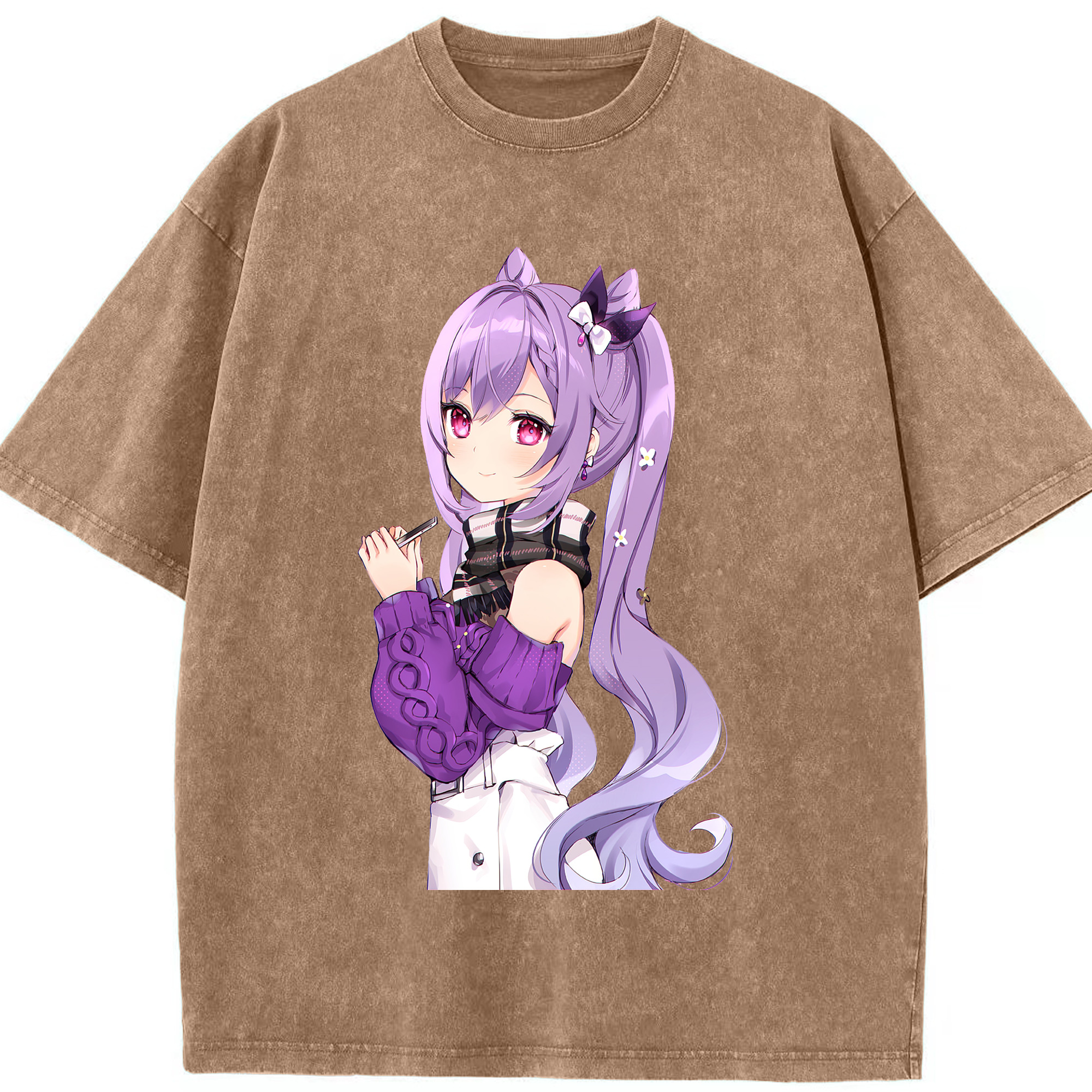 げんし神 刻晴 こくせい genshin Kokusei 綿100% ヴィンテージ風 半袖Tシャツ（フロントプリント）