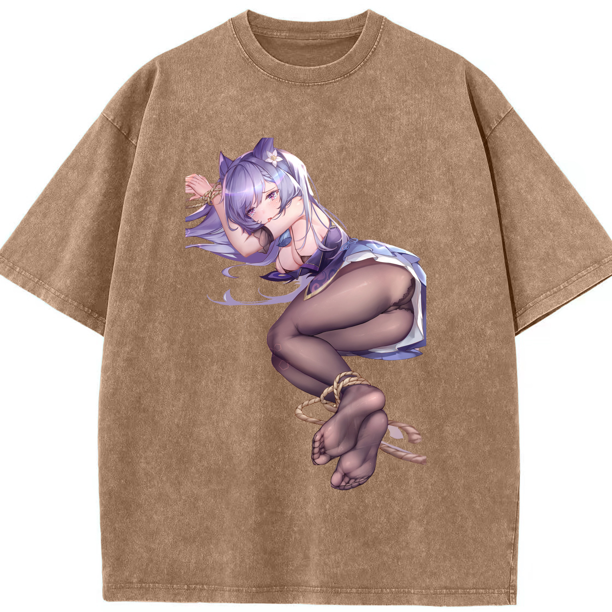 げんし神 刻晴 こくせい genshin Kokusei 綿100% ヴィンテージ風 半袖Tシャツ（フロントプリント）