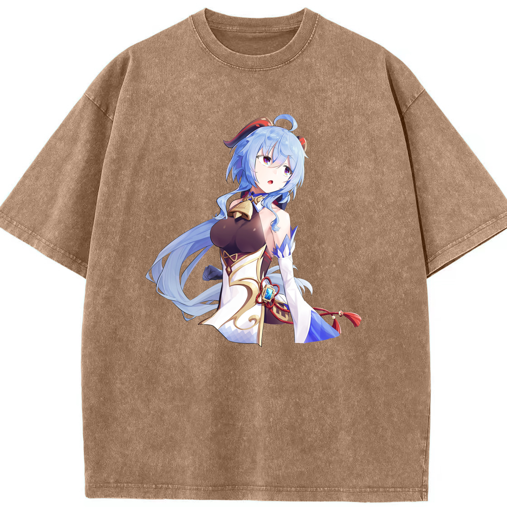 げんし神 甘雨 かんう genshin Ganyu 綿100% ヴィンテージ風 半袖Tシャツ（フロントプリント）