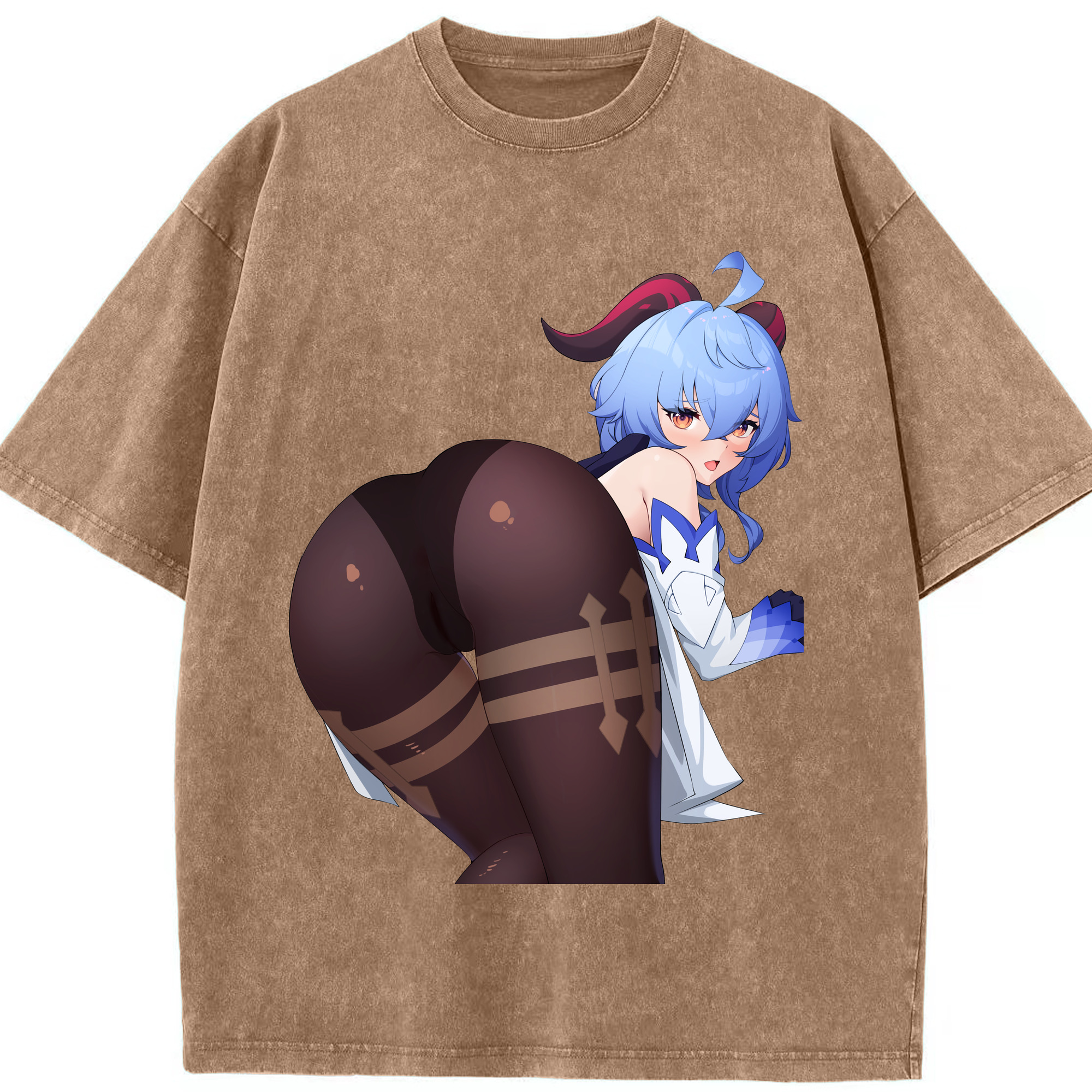 げんし神 甘雨 かんう genshin Ganyu 綿100% ヴィンテージ風 半袖Tシャツ（フロントプリント）