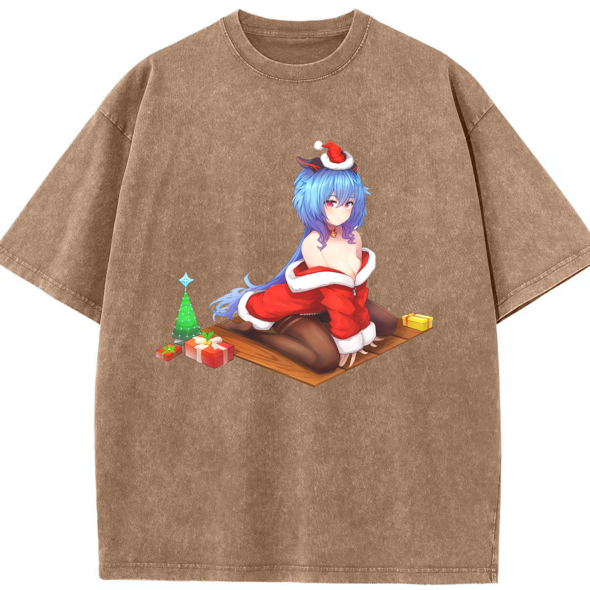 げんし神 甘雨 かんう genshin Ganyu 綿100% ヴィンテージ風 半袖Tシャツ（フロントプリント）
