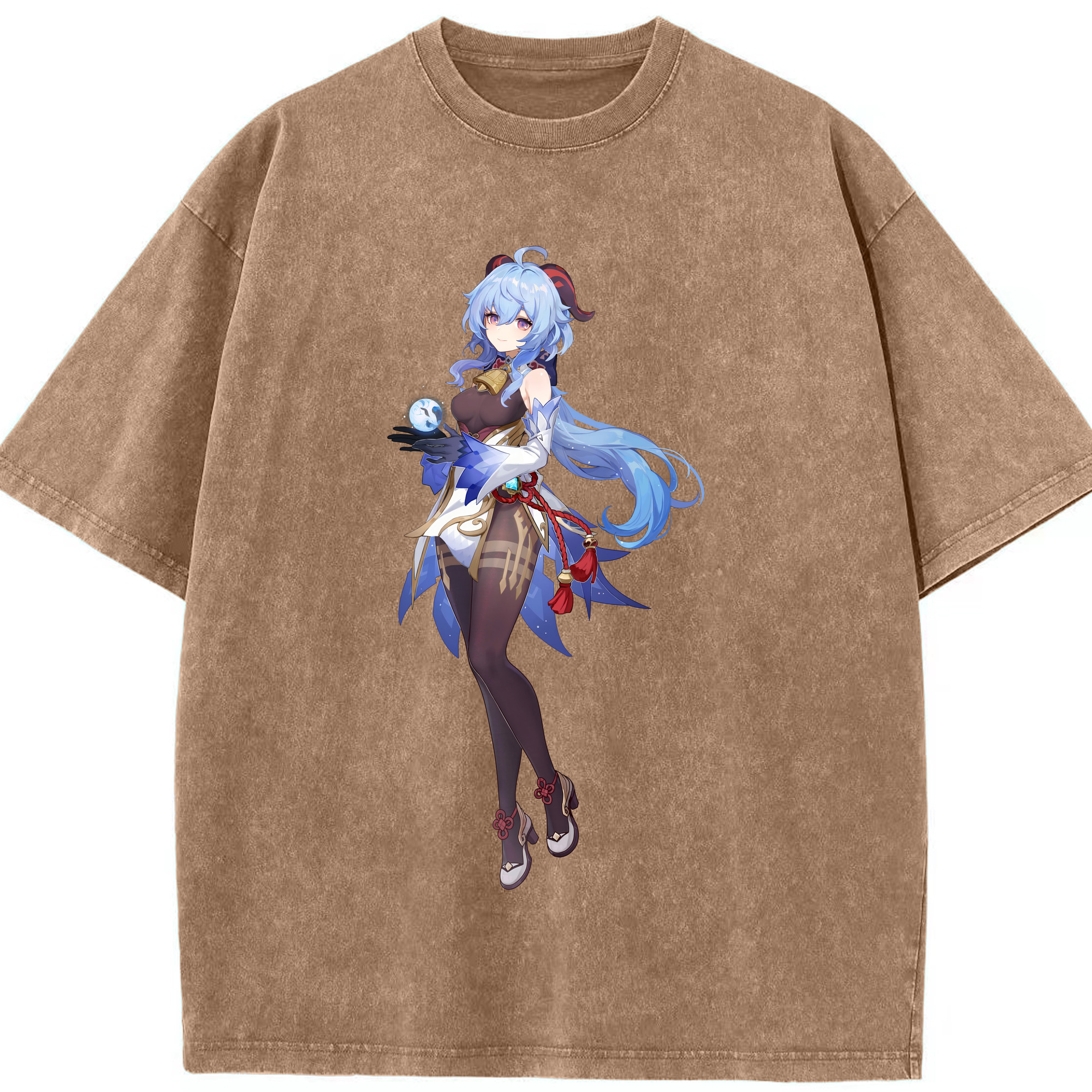 げんし神 甘雨 かんう genshin Ganyu 綿100% ヴィンテージ風 半袖Tシャツ（フロントプリント）