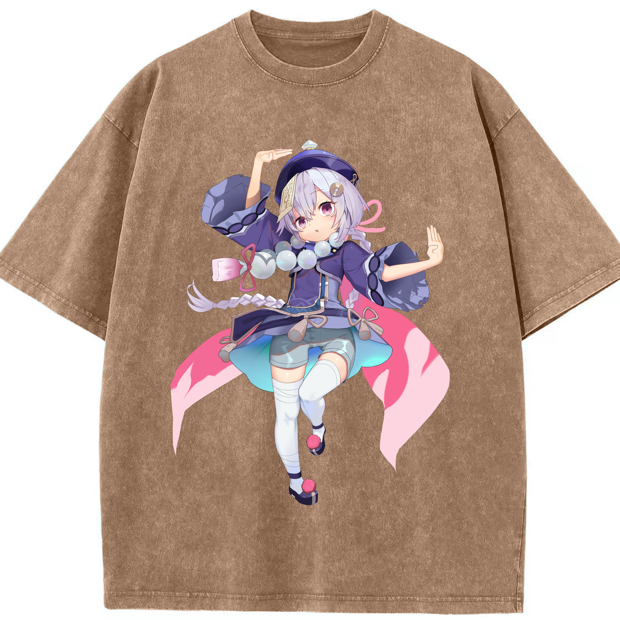 げんし神 七七 なな  genshin Nana 綿100% ヴィンテージ風 半袖Tシャツ（フロントプリント）