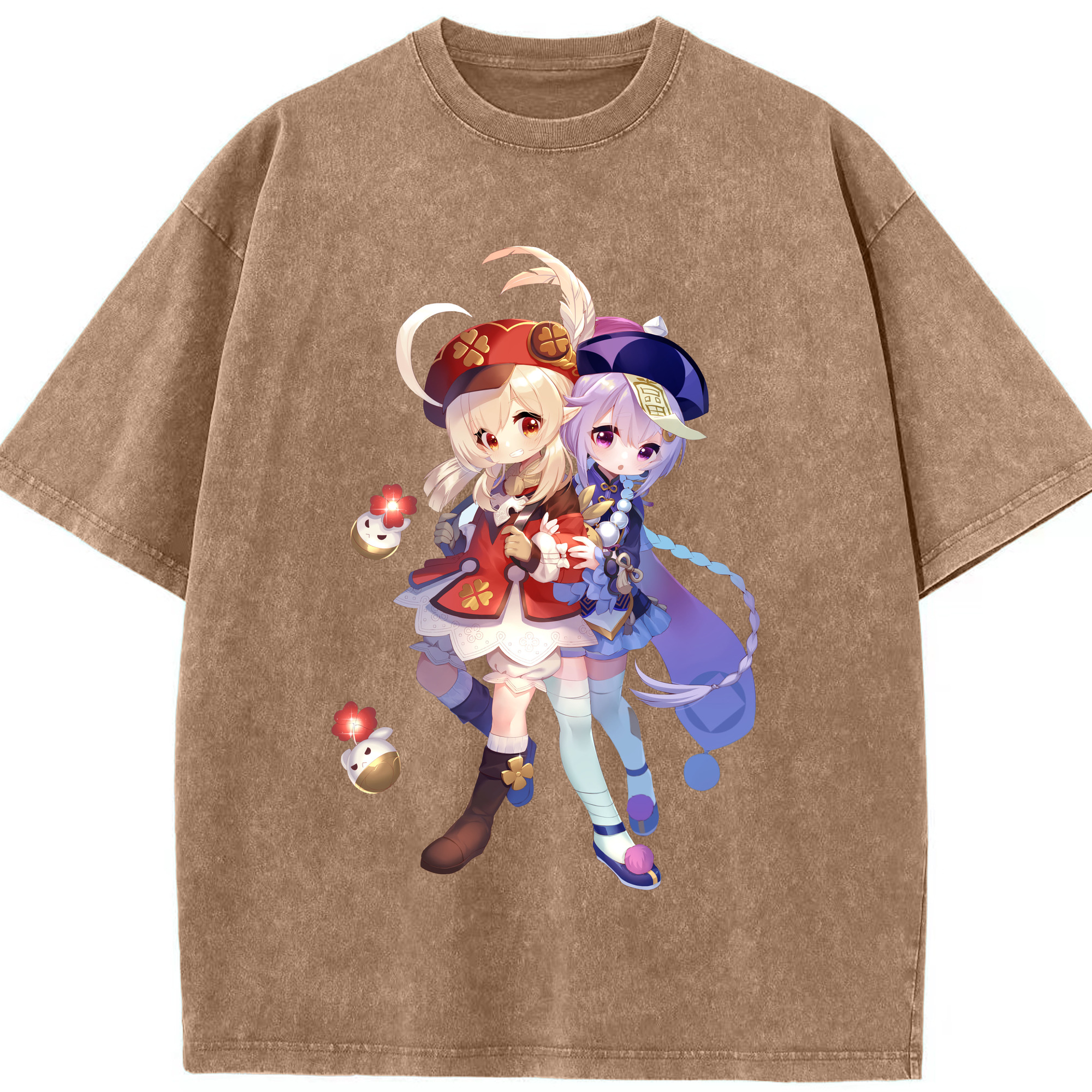 げんし神 七七 なな  genshin Nana 綿100% ヴィンテージ風 半袖Tシャツ（フロントプリント）