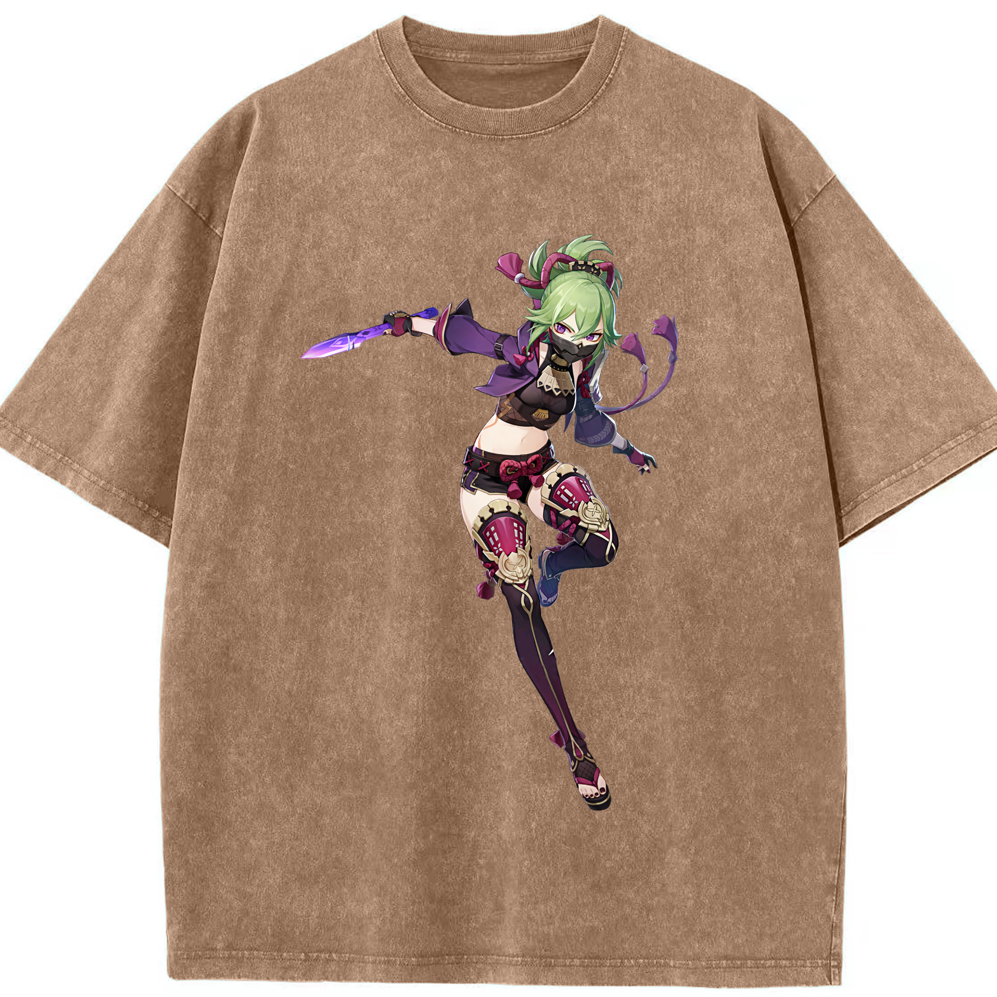 げんし神  久岐忍 くき しのぶ genshin Kuki Shinobu 綿100% ヴィンテージ風 半袖Tシャツ（フロントプリント）