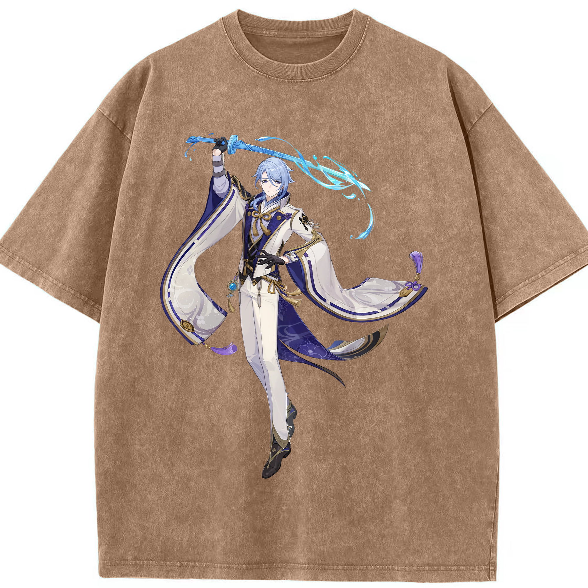 げんし神 神里綾人 かみさとあやと genshin Kamisato Ayato 綿100% ヴィンテージ風 半袖Tシャツ（フロントプリント）