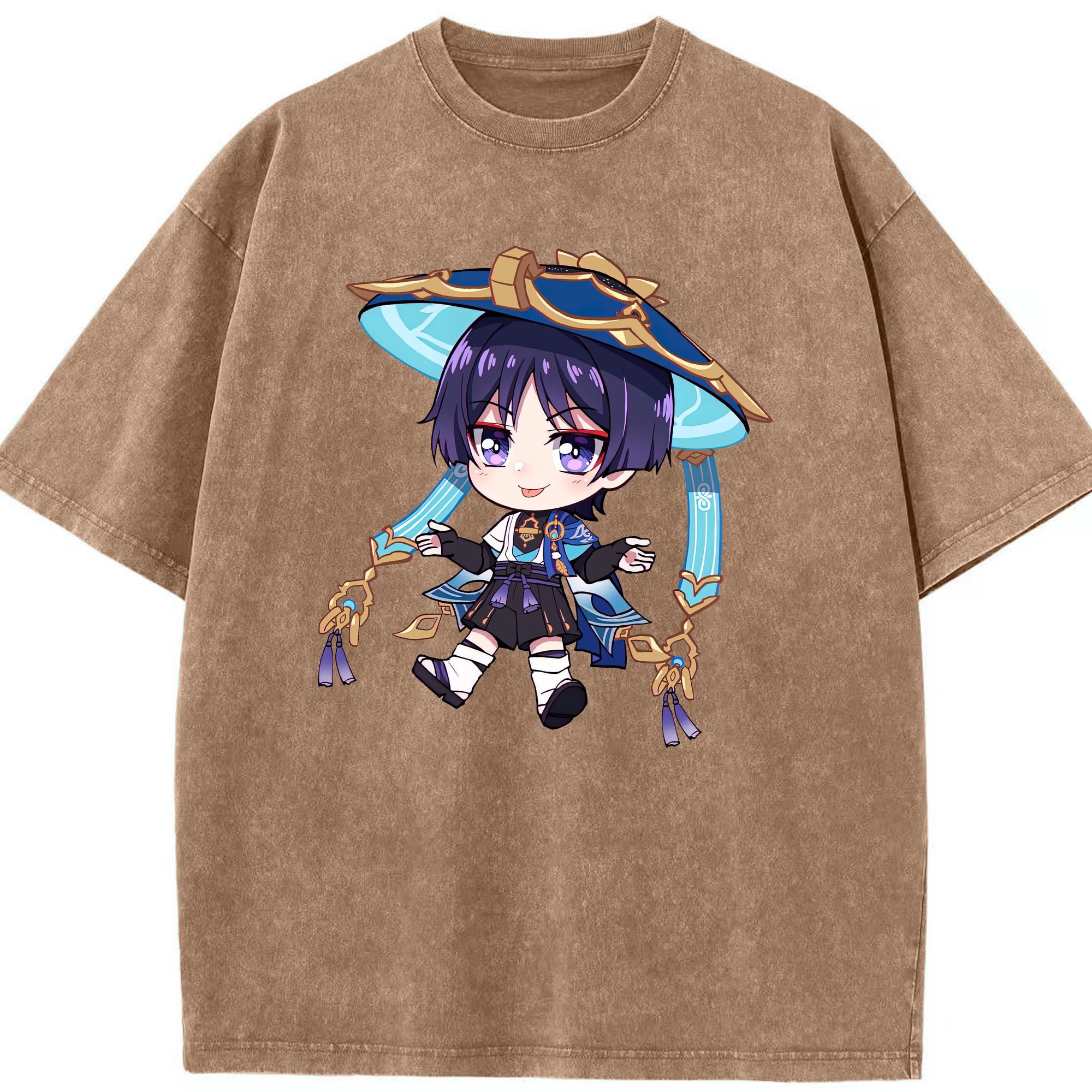 げんし神 さんペい genshin Sanpei 綿100% ヴィンテージ風 半袖Tシャツ（フロントプリント）