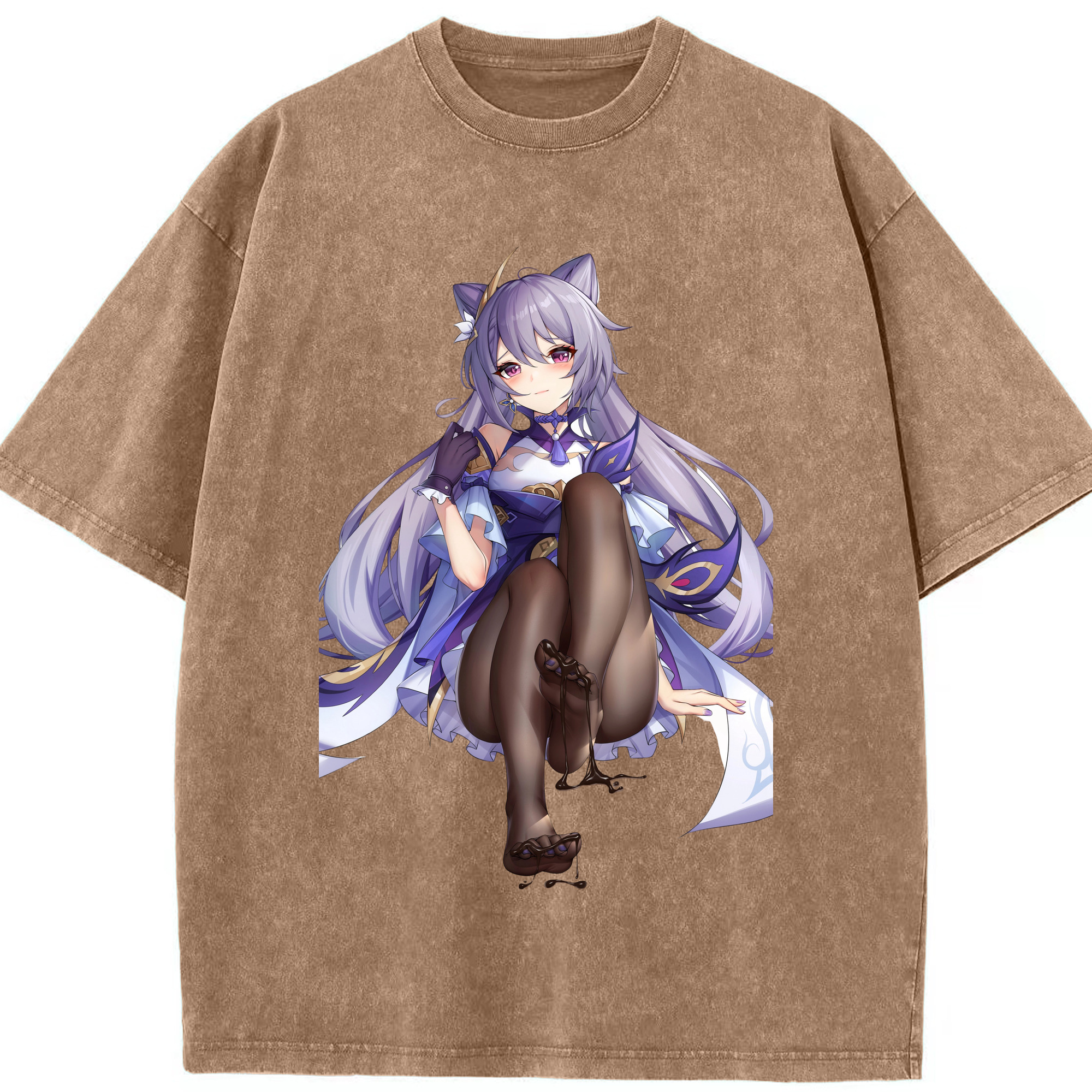 げんし神 刻晴 こくせい genshin Kokusei 綿100% ヴィンテージ風 半袖Tシャツ（フロントプリント）