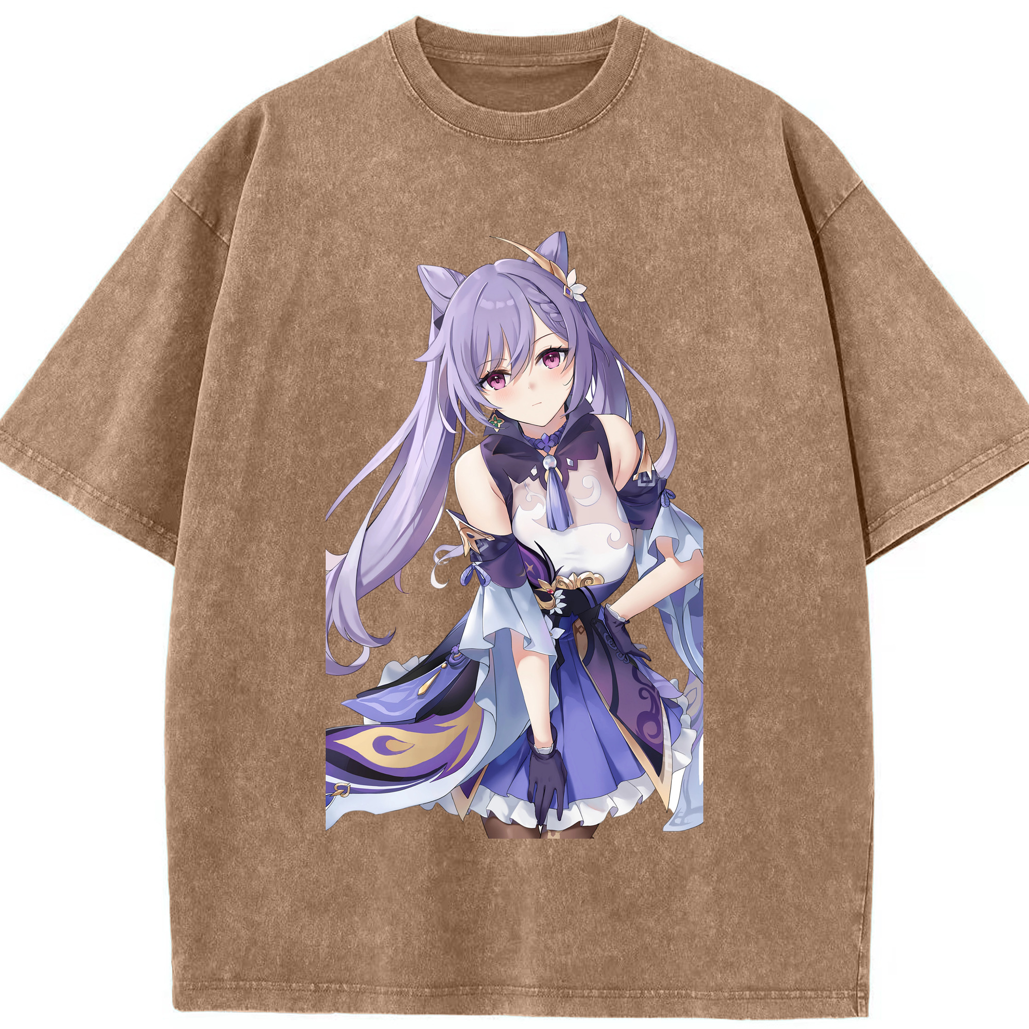 げんし神 刻晴 こくせい genshin Kokusei 綿100% ヴィンテージ風 半袖Tシャツ（フロントプリント）