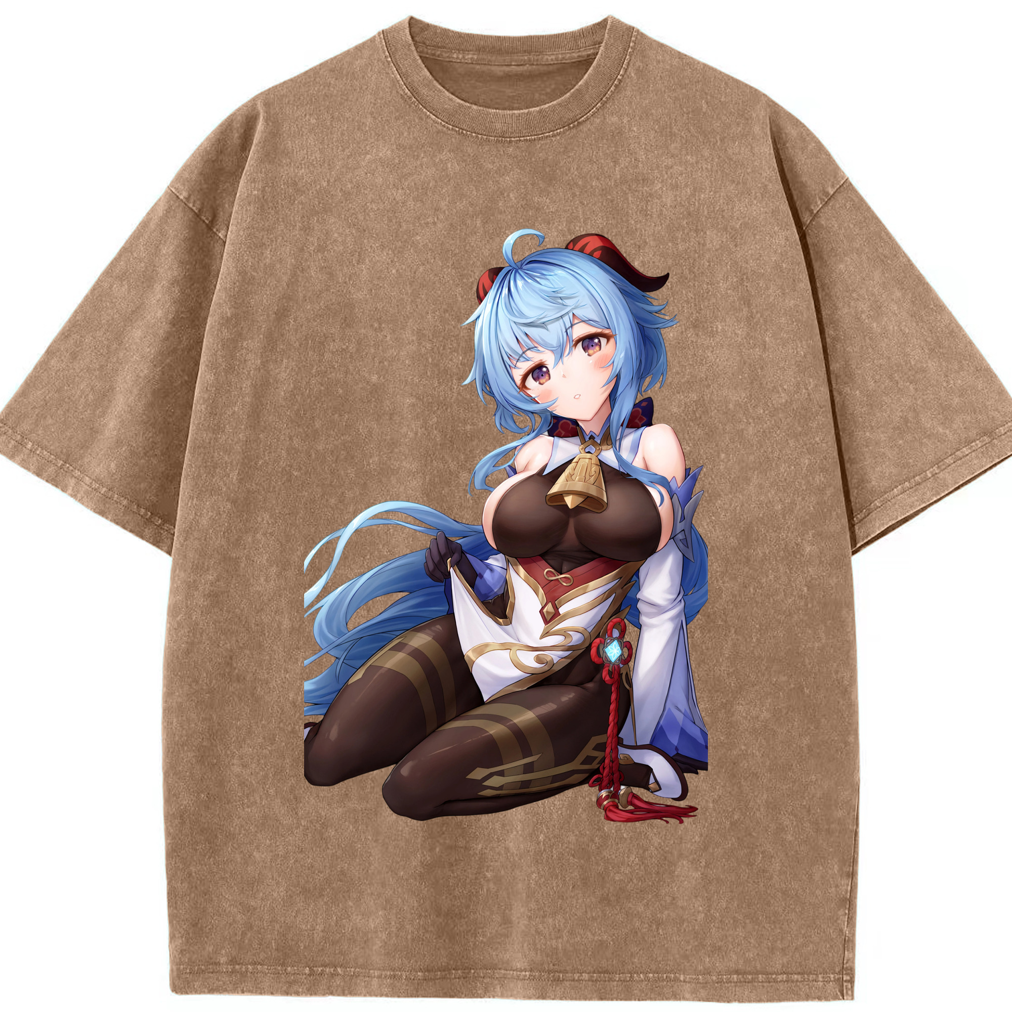げんし神 甘雨 かんう genshin Ganyu 綿100% ヴィンテージ風 半袖Tシャツ（フロントプリント）