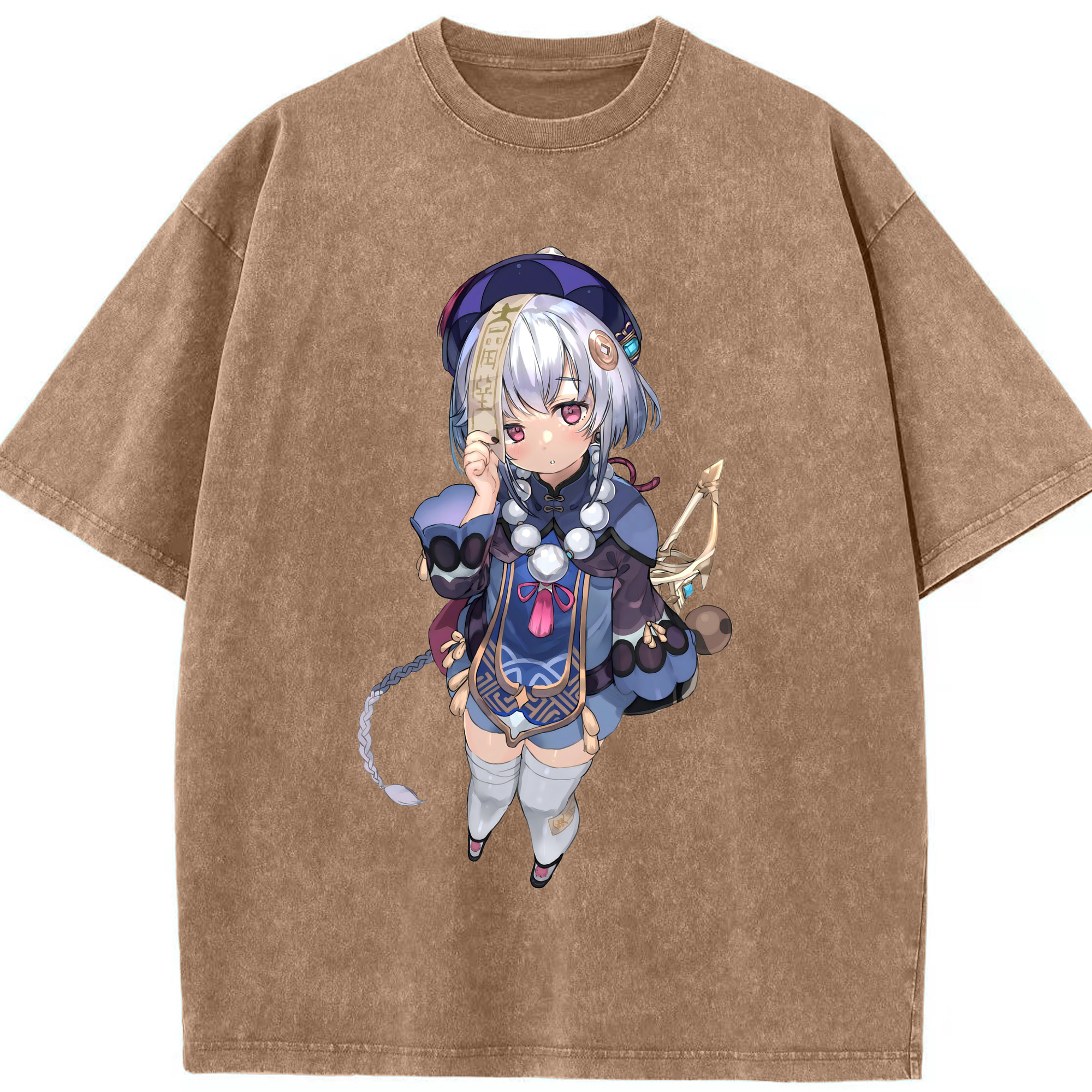 げんし神 七七 なな  genshin Nana 綿100% ヴィンテージ風 半袖Tシャツ（フロントプリント）