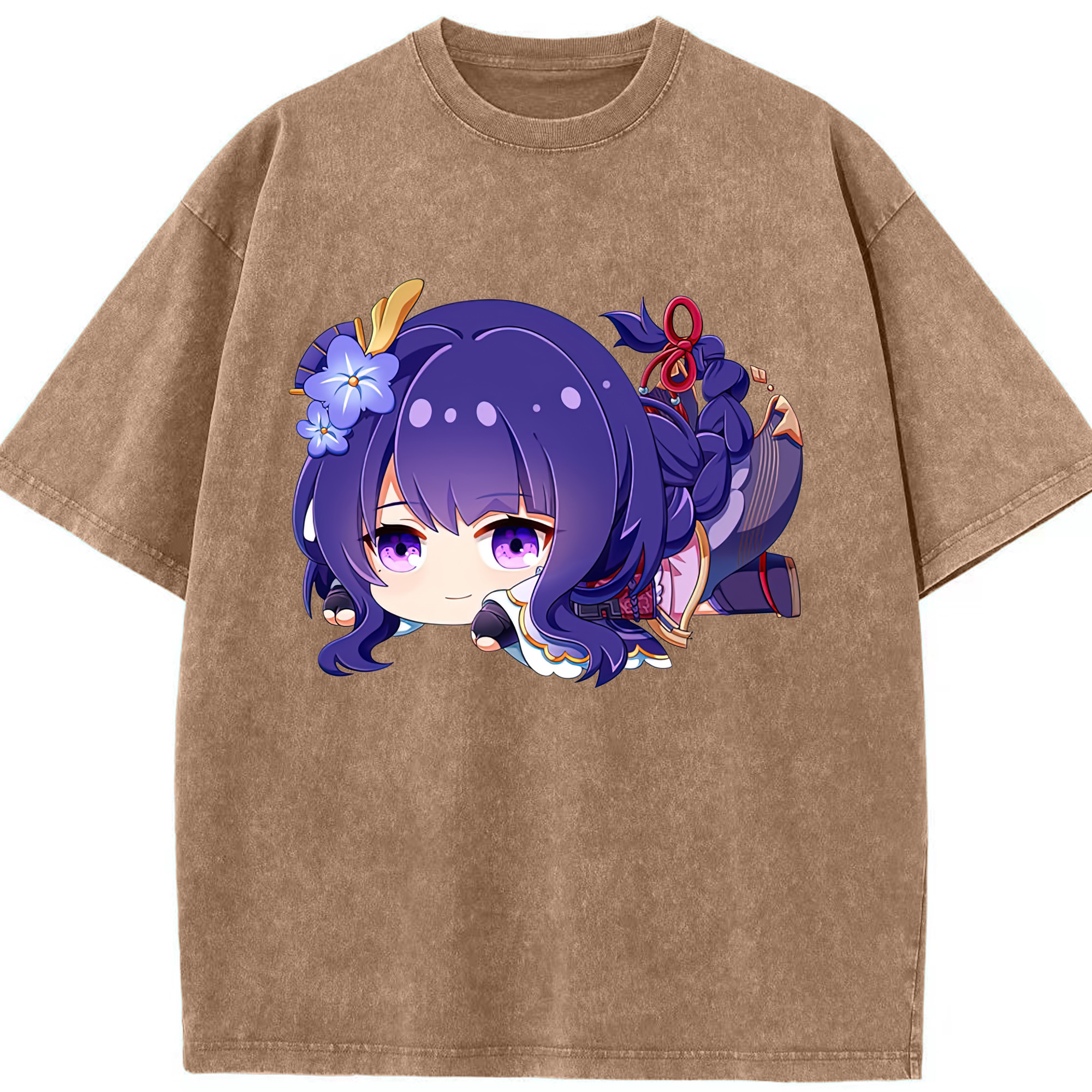 げんし神 雷電将軍 らいでんしょうぐん genshin Raiden Shogun 綿100% ヴィンテージ風 半袖Tシャツ（フロントプリント）