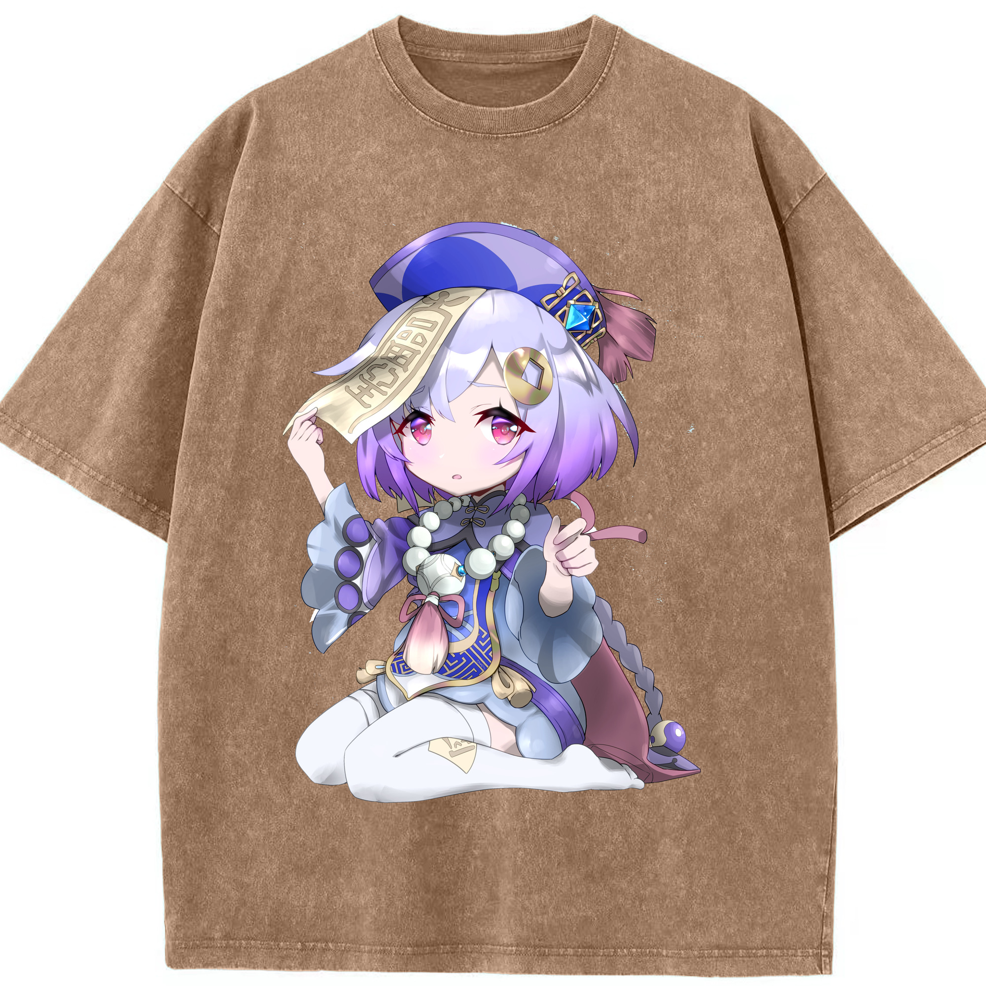げんし神 七七 なな  genshin Nana 綿100% ヴィンテージ風 半袖Tシャツ（フロントプリント）