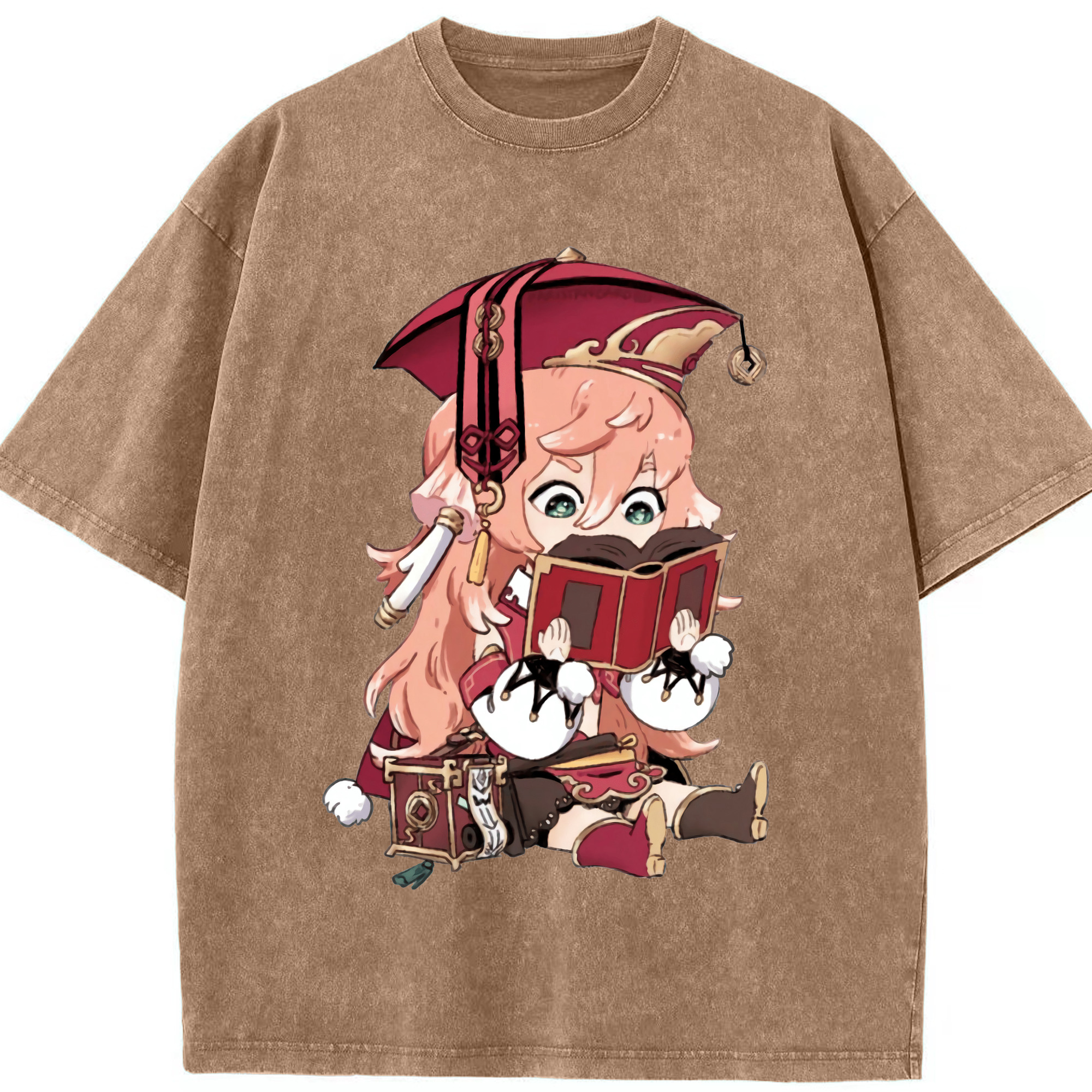 げんし神 ヤンフェイ genshin Yanfei 綿100% ヴィンテージ風 半袖Tシャツ（フロントプリント）