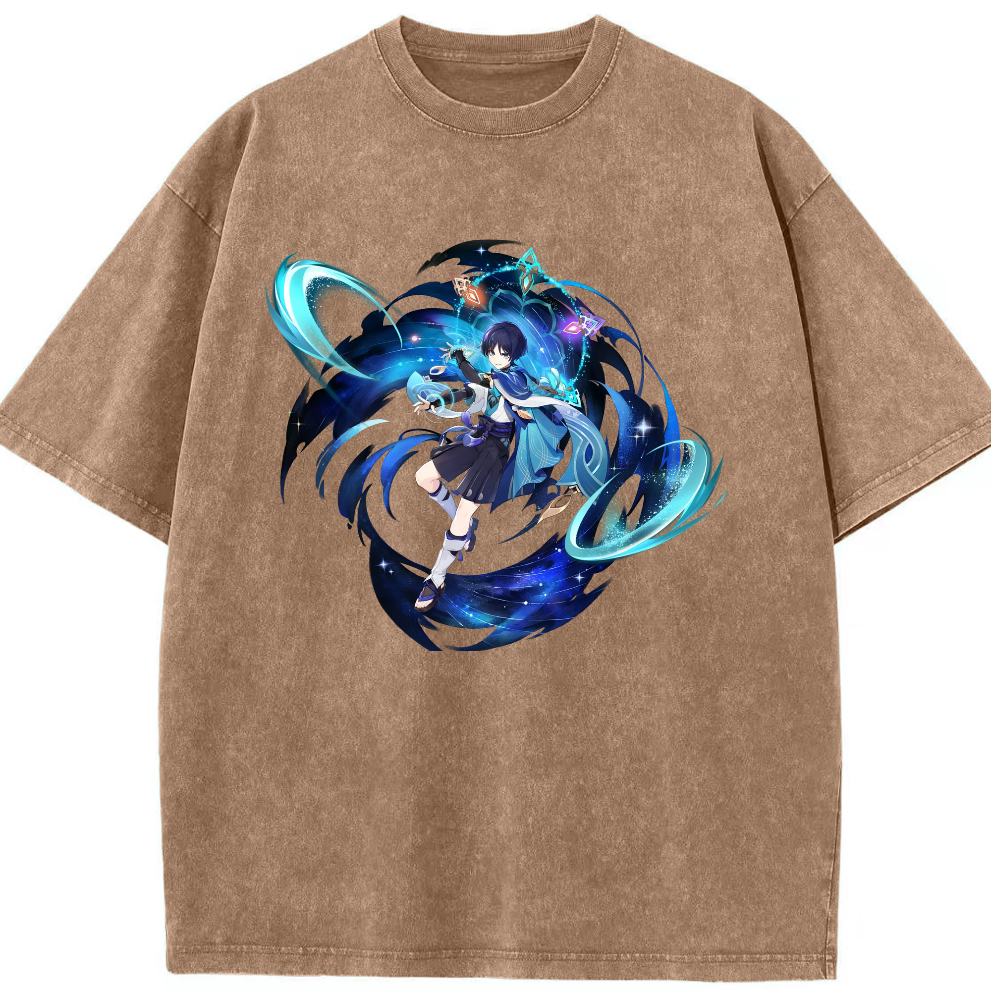 げんし神 さんペい genshin Sanpei 綿100% ヴィンテージ風 半袖Tシャツ（フロントプリント）