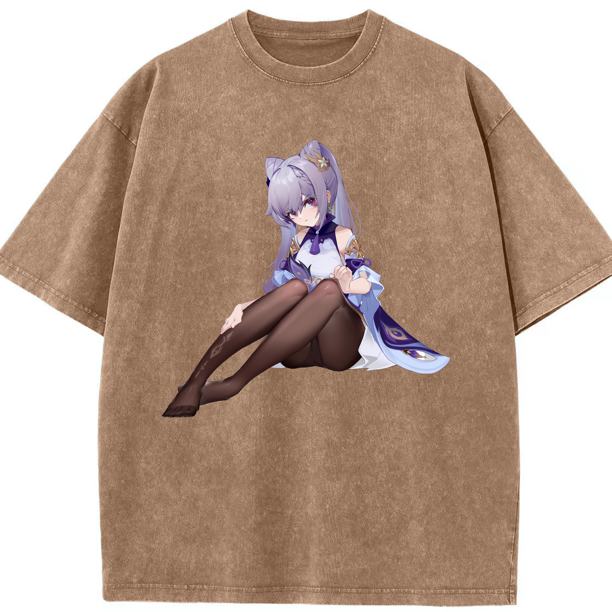 げんし神 刻晴 こくせい genshin Kokusei 綿100% ヴィンテージ風 半袖Tシャツ（フロントプリント）