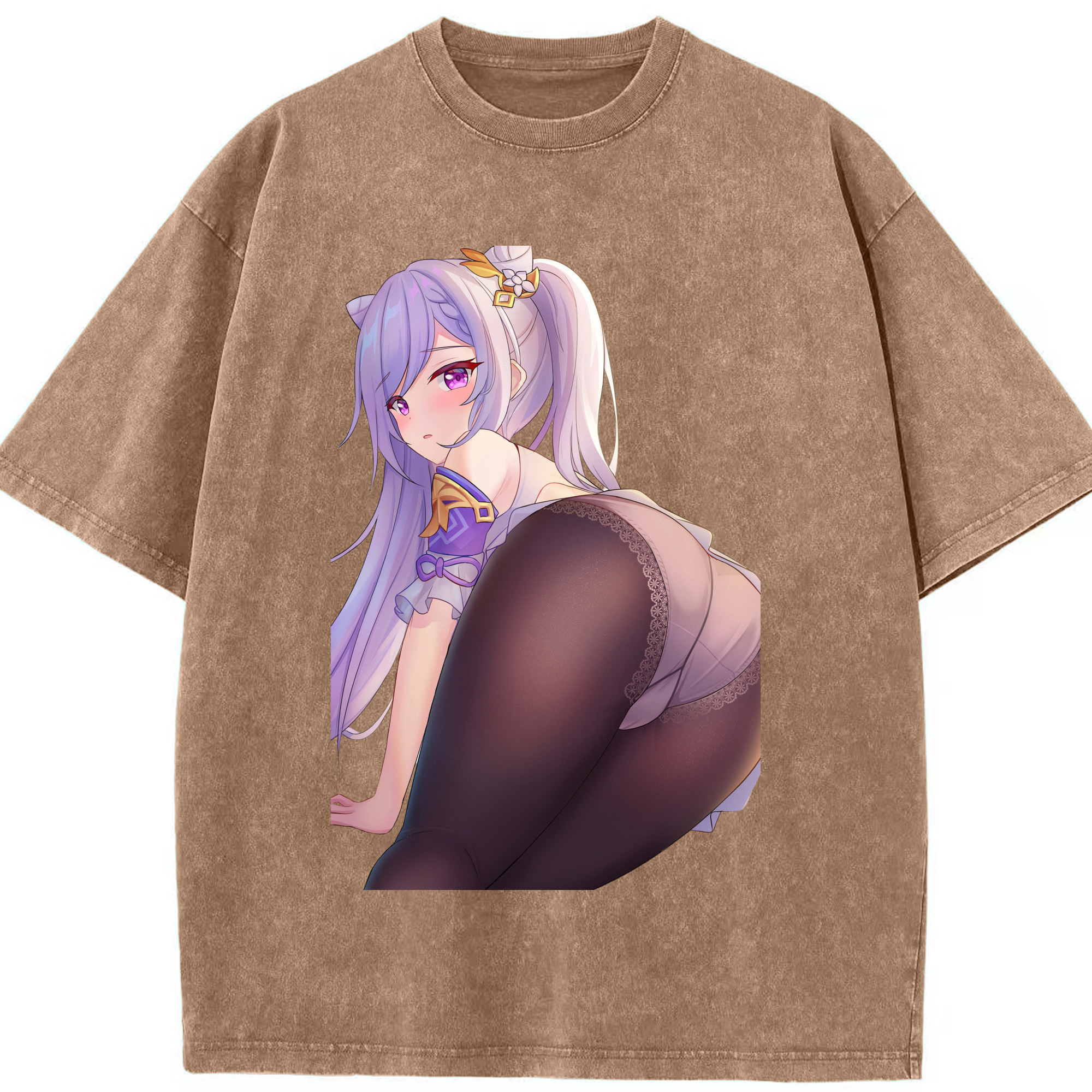 げんし神 刻晴 こくせい genshin Kokusei 綿100% ヴィンテージ風 半袖Tシャツ（フロントプリント）