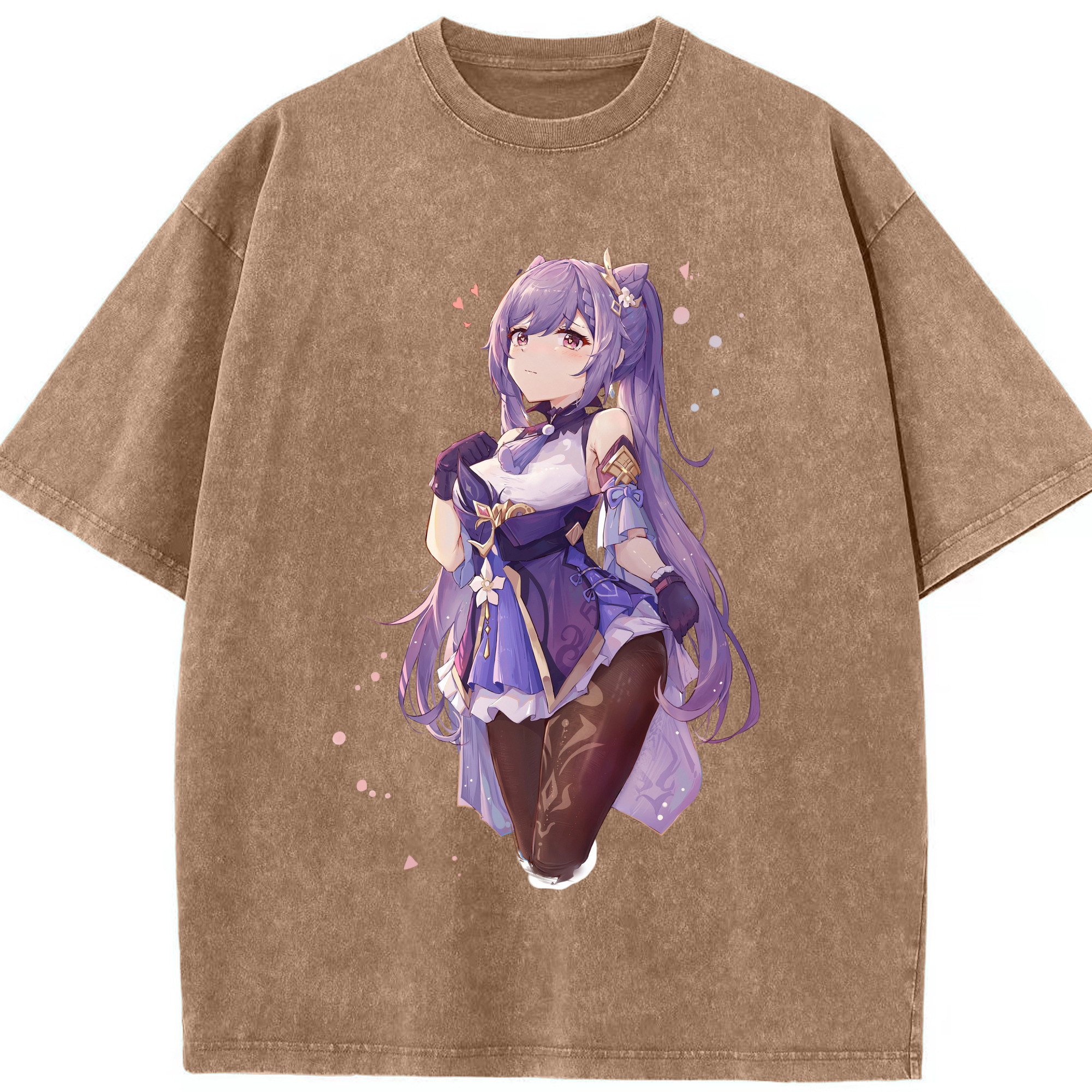 げんし神 刻晴 こくせい genshin Kokusei 綿100% ヴィンテージ風 半袖Tシャツ（フロントプリント）