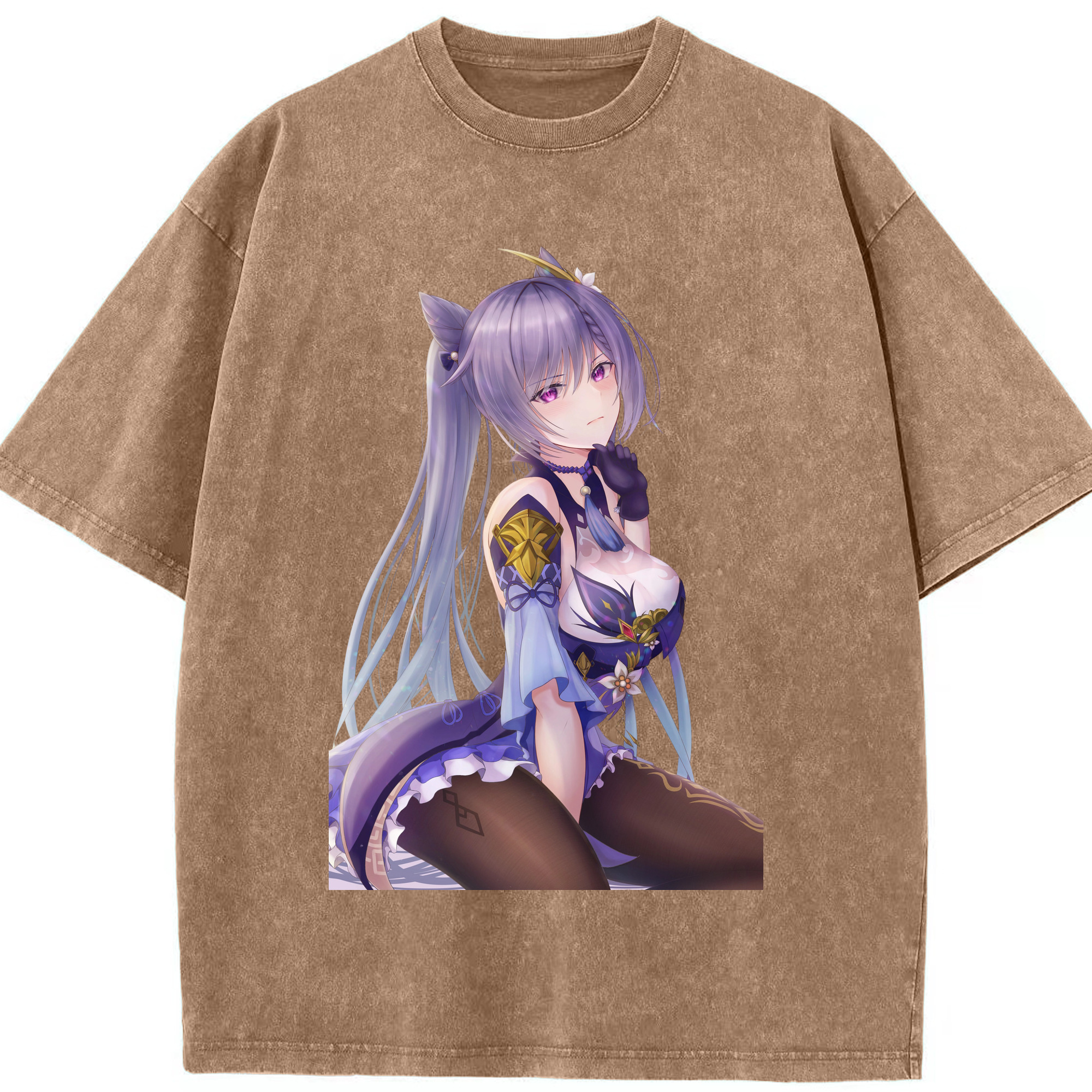 げんし神 刻晴 こくせい genshin Kokusei 綿100% ヴィンテージ風 半袖Tシャツ（フロントプリント）