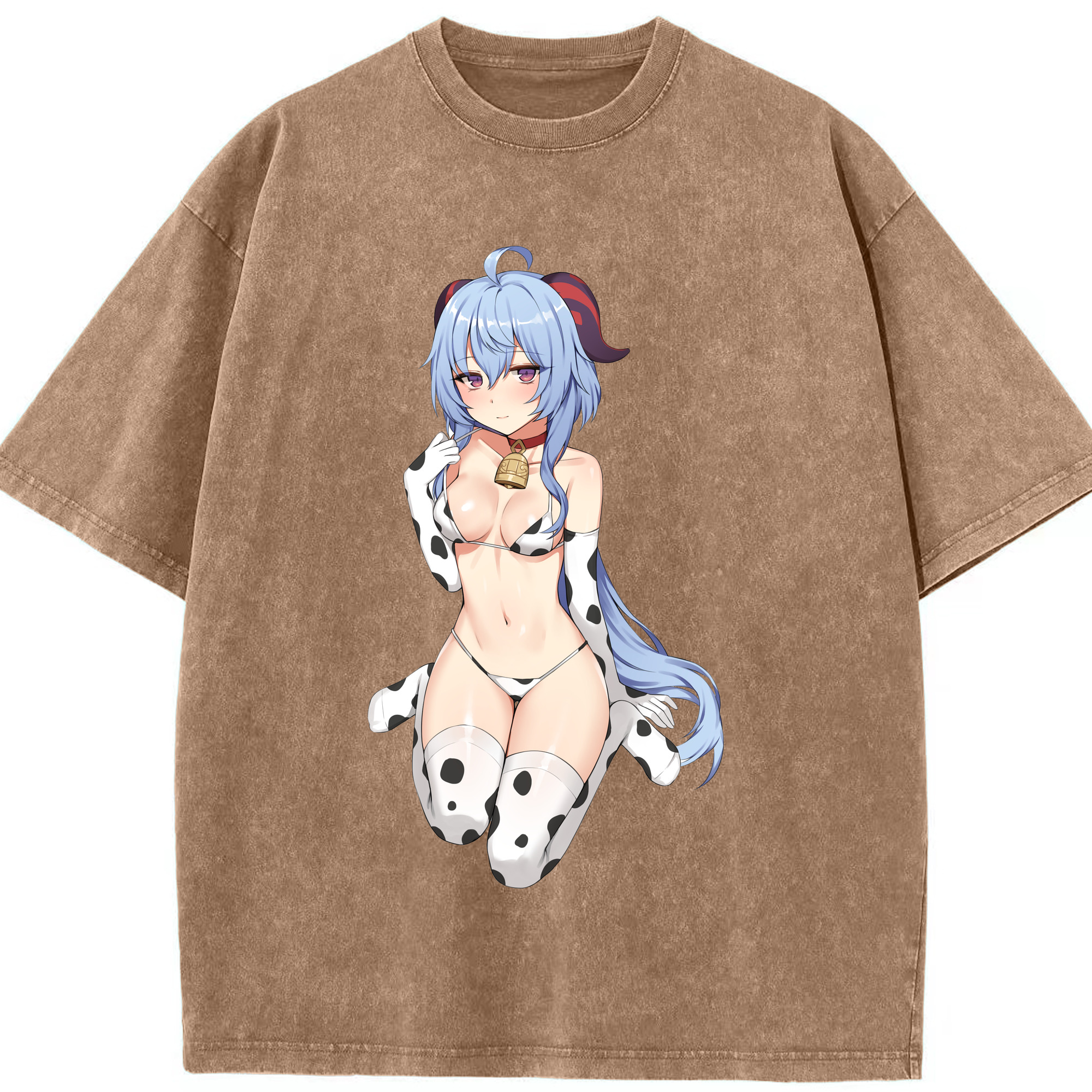 げんし神 甘雨 かんう genshin Ganyu 綿100% ヴィンテージ風 半袖Tシャツ（フロントプリント）